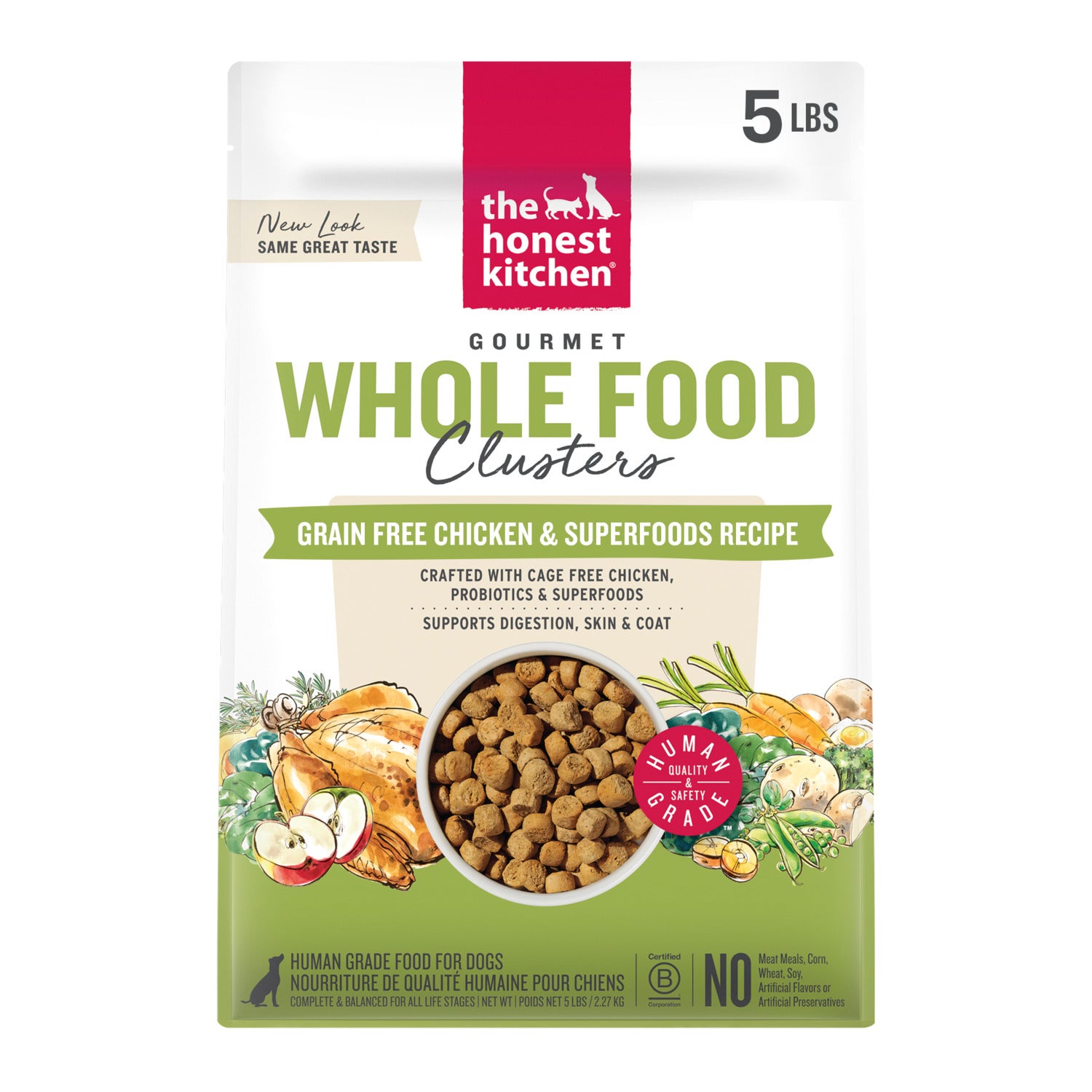 The Honest Kitchen Gourmet Whole Food Clusters Grain-Free Chicken & Superfoods Recipe Dry Dog Food, 20-Lb