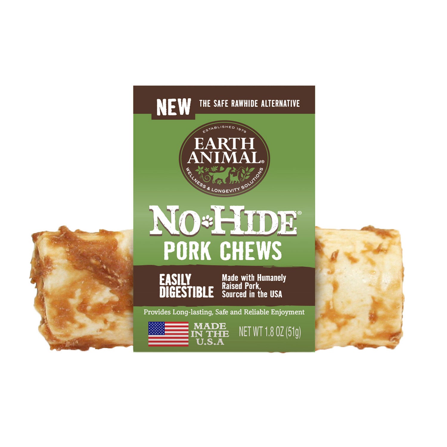 Earth Animal No-Hide Rawhide Alternative Dog Treat Chew, Pork Recipe