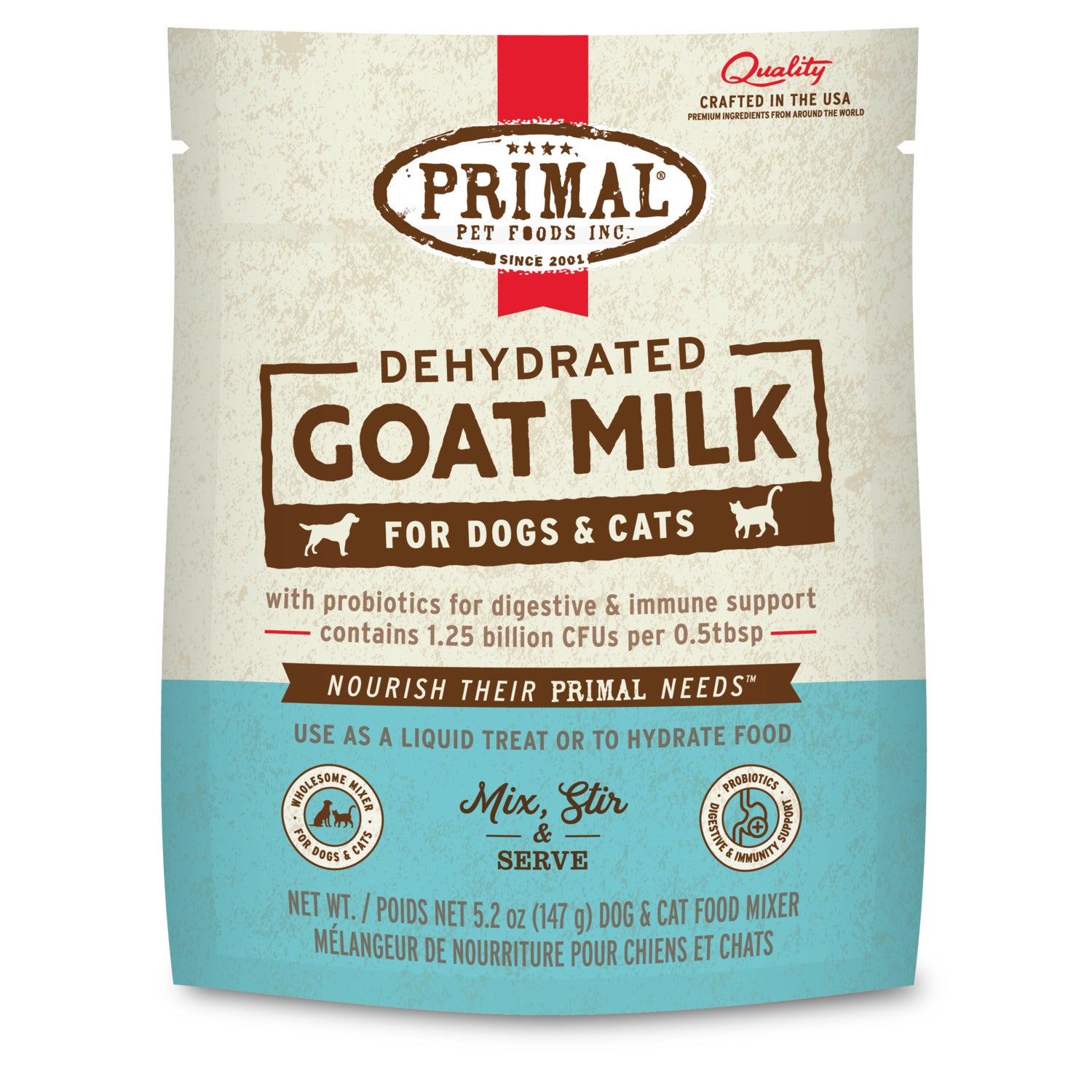 Primal Dehydrated Goat Milk Dog & Cat Food Topper, 1-1.8 Oz Stick