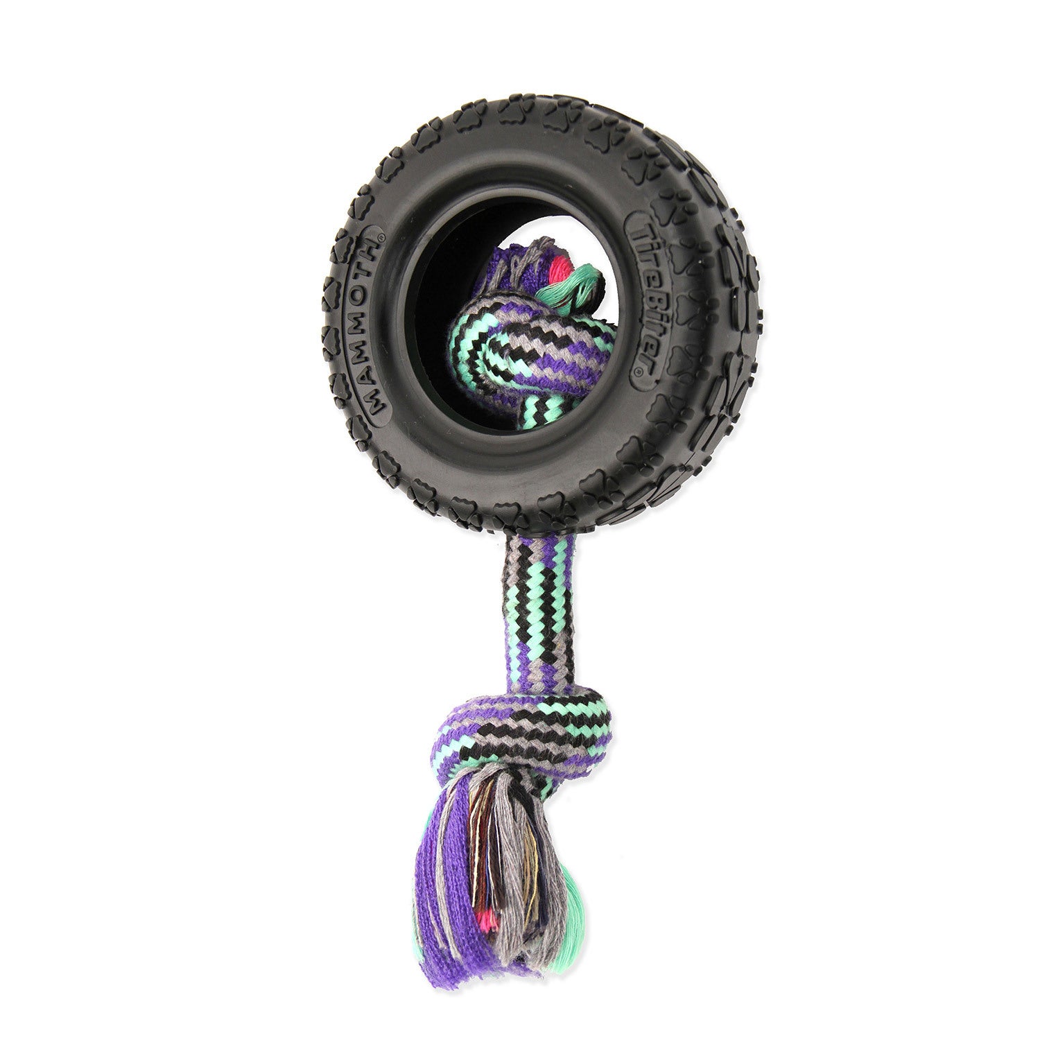 Mammoth Tirebiter Ii With Rope Durable Dog Toy