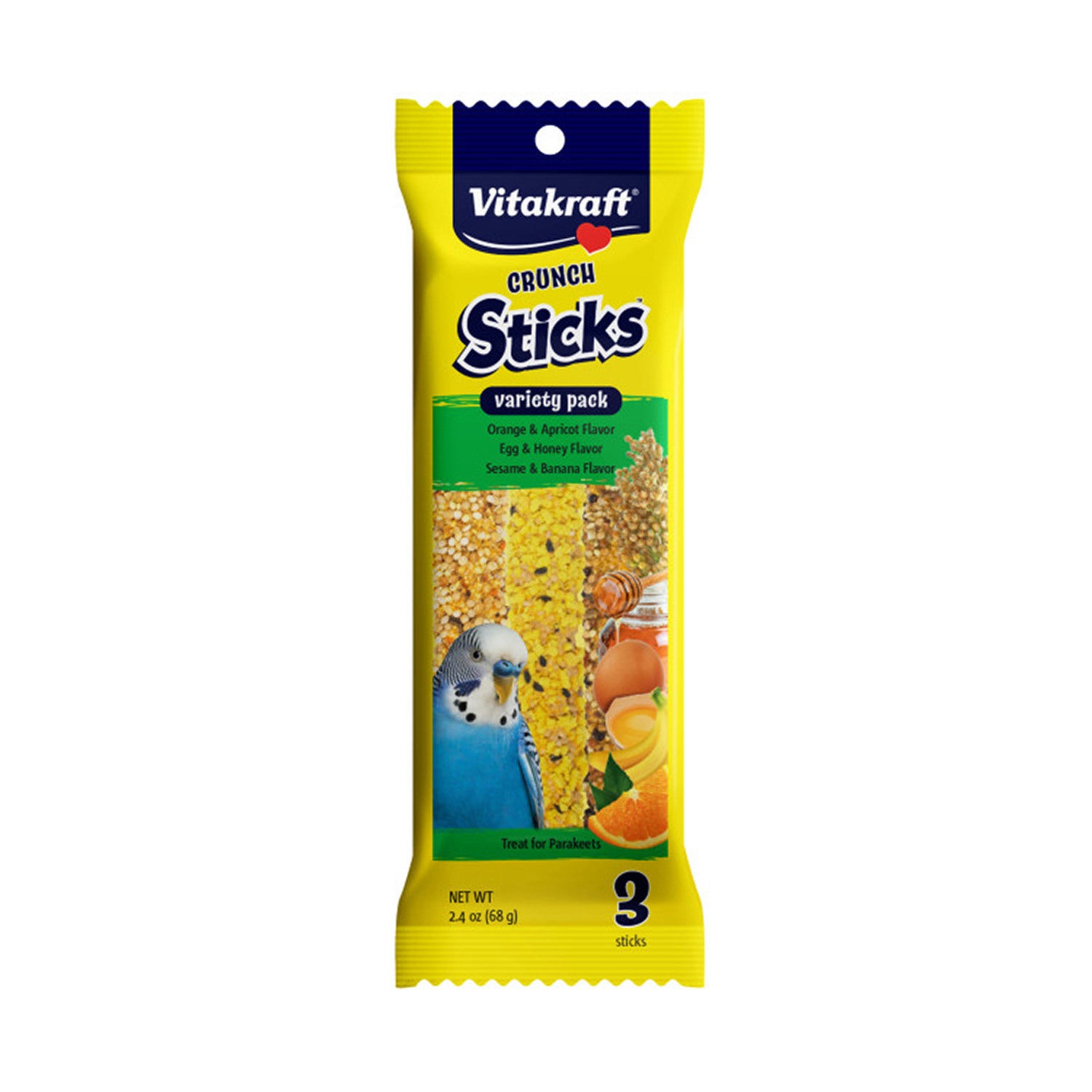 Vitakraft Crunch Sticks Variety Pack With Orange & Apricot, Egg & Honey, And Sesame & Banana Bird Treat