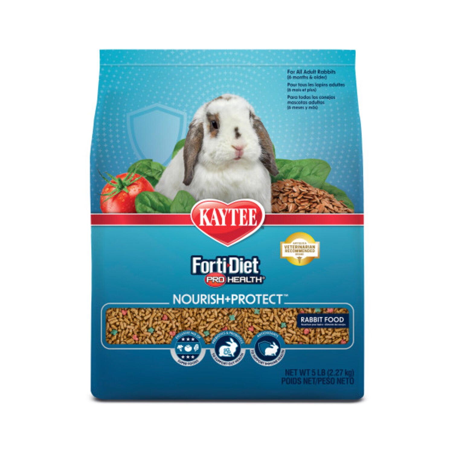 Kaytee Forti-Diet Pro Health Nourish + Protect Adult Rabbit Food, 5-Lb