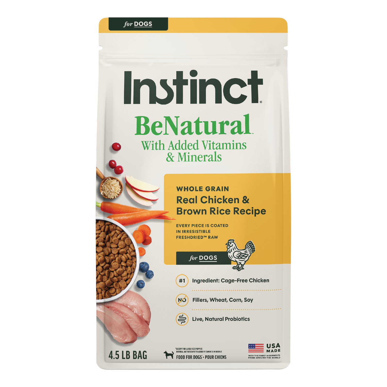 Instinct Be Natural Chicken & Brown Rice Dry Dog Food, 4.5-Lb Bag