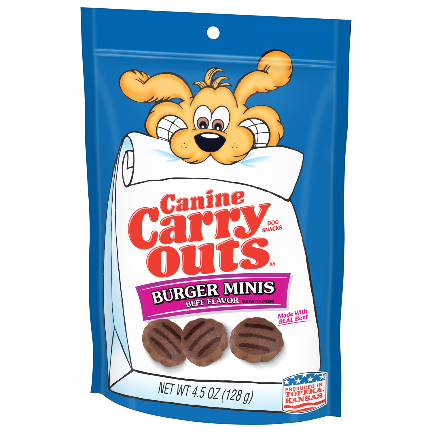 Canine Carry Outs Burger Minis Beef Flavor Soft & Chewy Dog Treats, 4.5-Oz Bag
