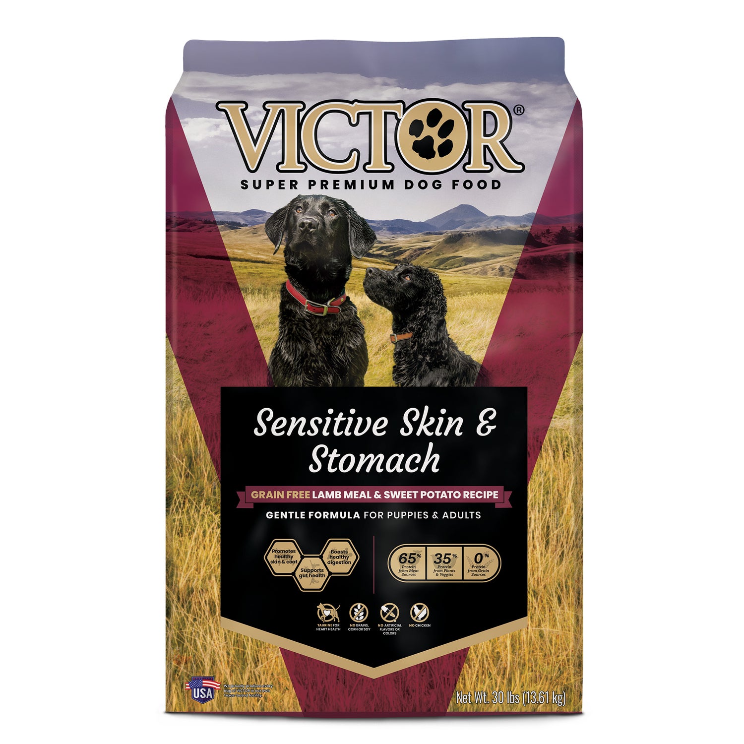 Victor Sensitive Skin And Stomach Dry Dog Food, Grain Free Lamb Meal And Sweet Potato Recipe, 15-Lb