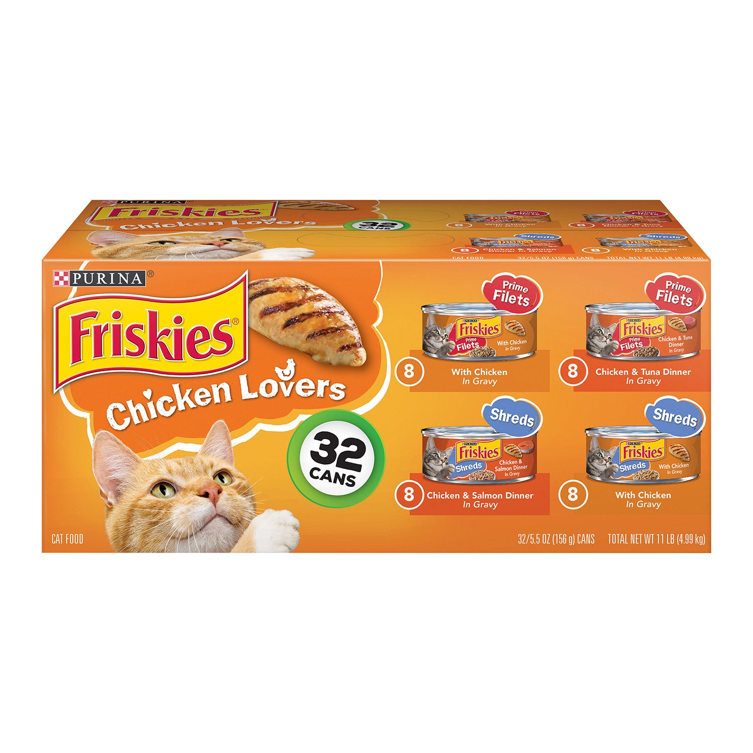 Friskies Chicken Lovers Wet Cat Food Variety Pack With 32 5.5 Oz Cans