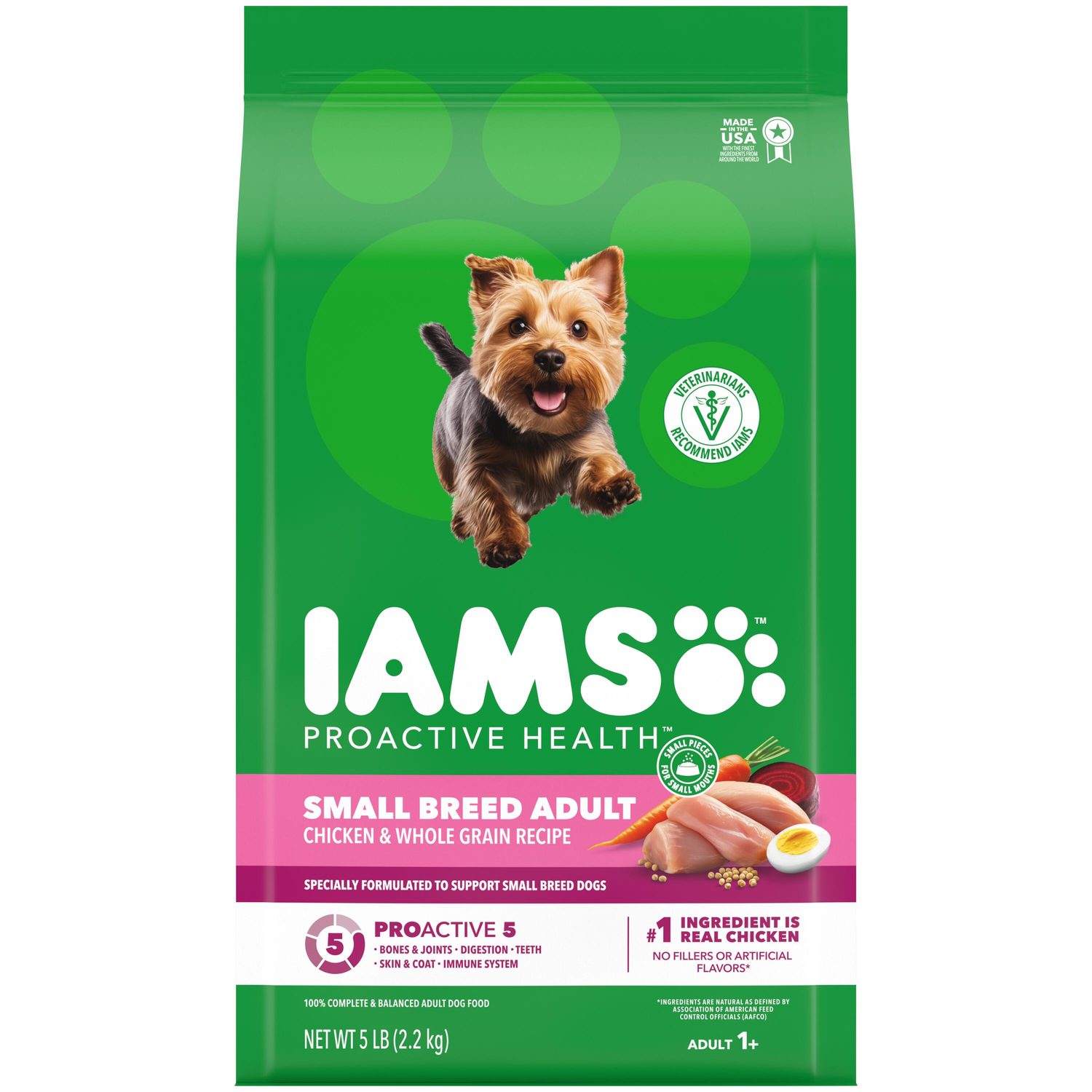 Iams Proactive Health Small Breed Adult Dry Dog Food, Chicken & Whole Grains Recipe, 5-Lb Bag