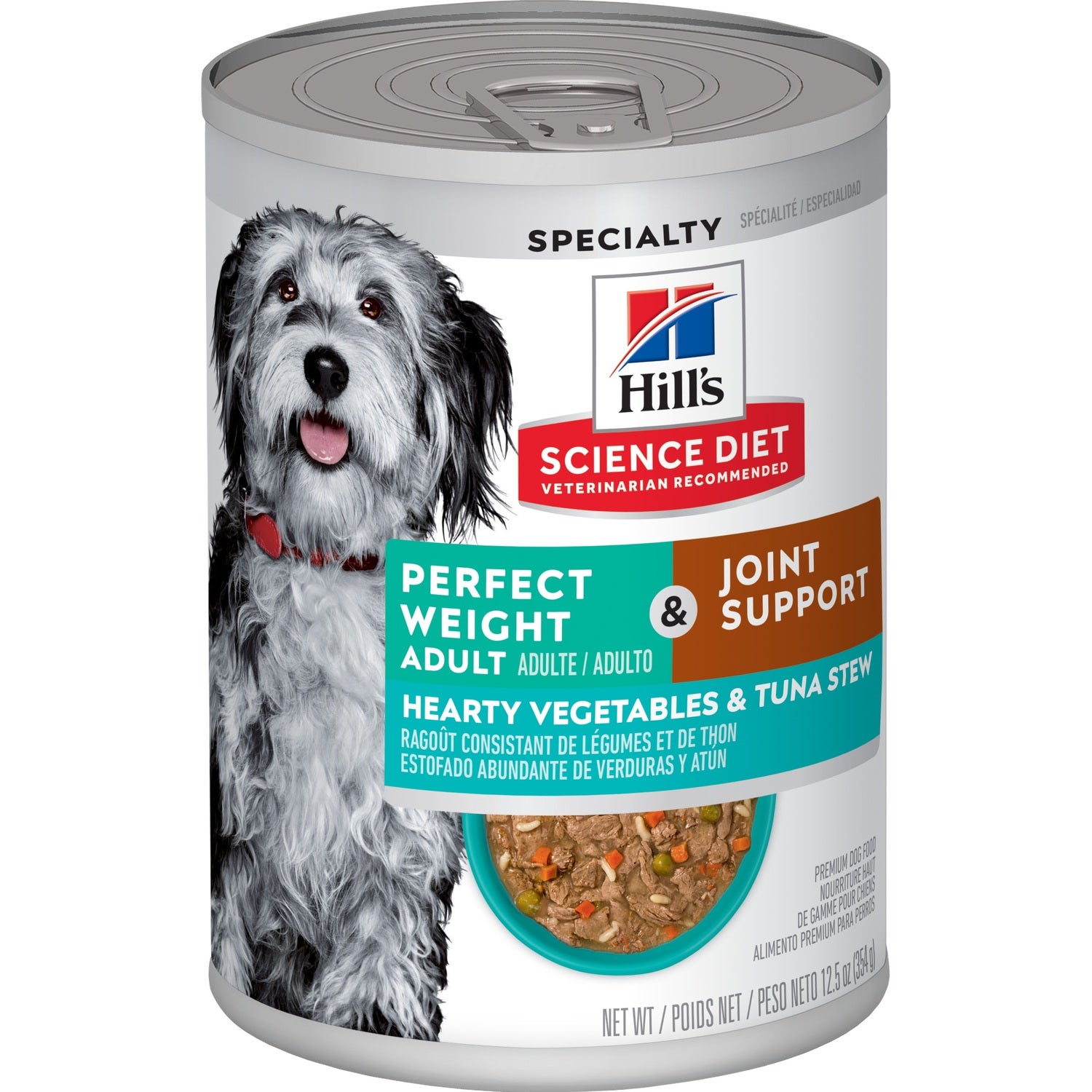 Hill's Science Diet Adult Perfect Weight & Joint Support Hearty Vegetables And Tuna Stew Dog Food, 12.5-Oz Pack Of 12