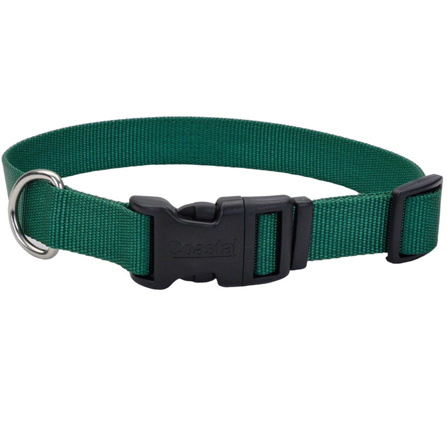 Coastal Adjustable Nylon Dog Collar With Plastic Buckle, Hunter Green, Large