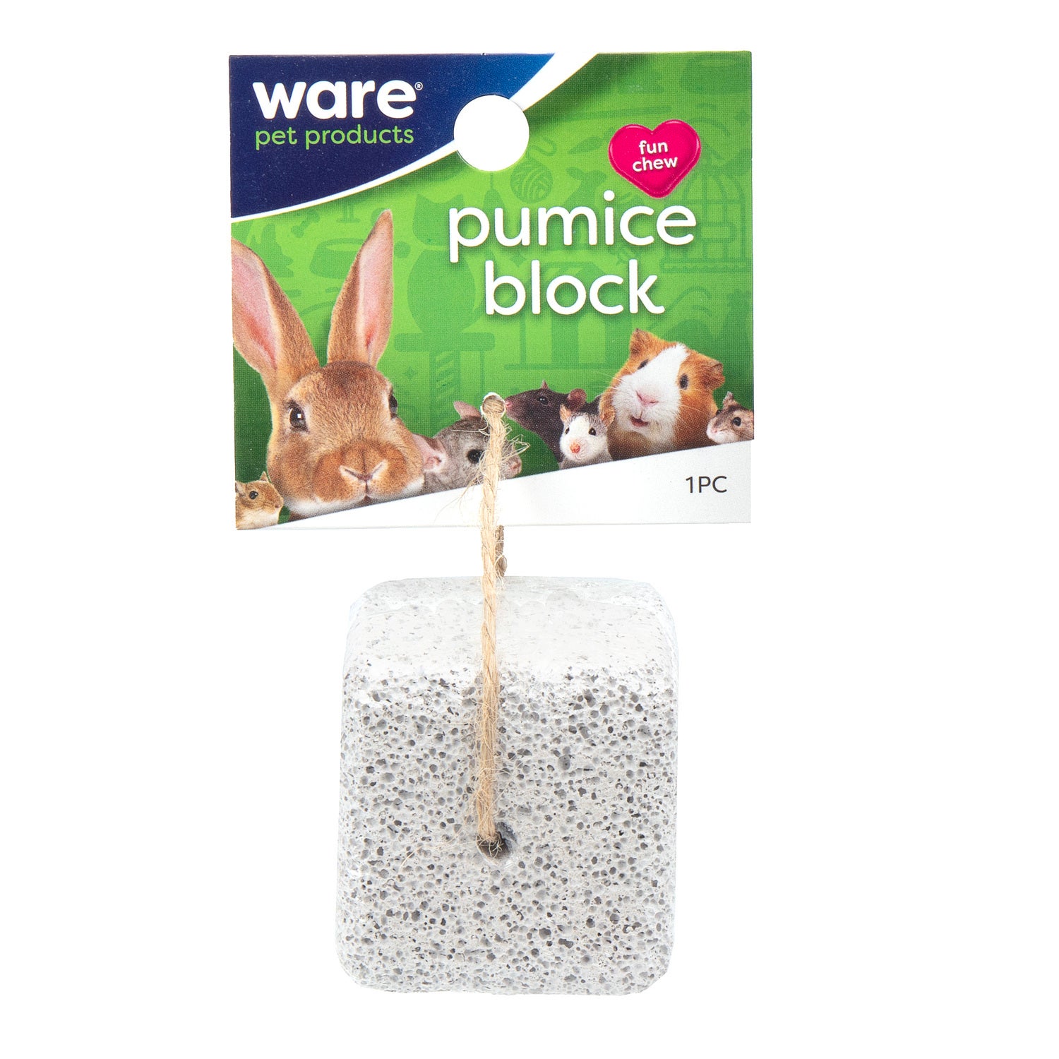 Ware Pet Products Pumice Block With Jute String Small Animal Toy