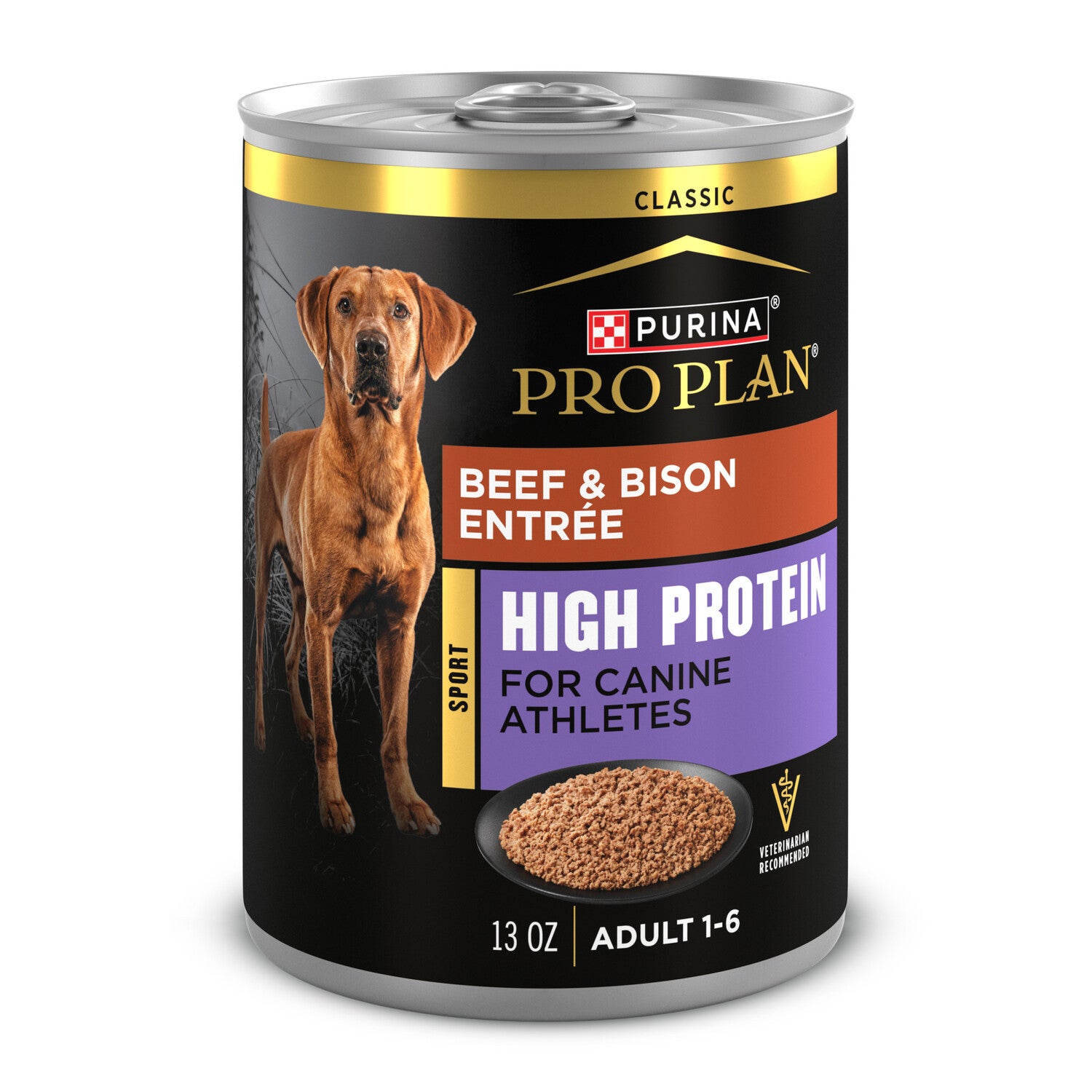 Purina Pro Plan Sport High Protein Wet Dog Food, Beef And Bison Entrée, 13-Oz - Pack Of 12