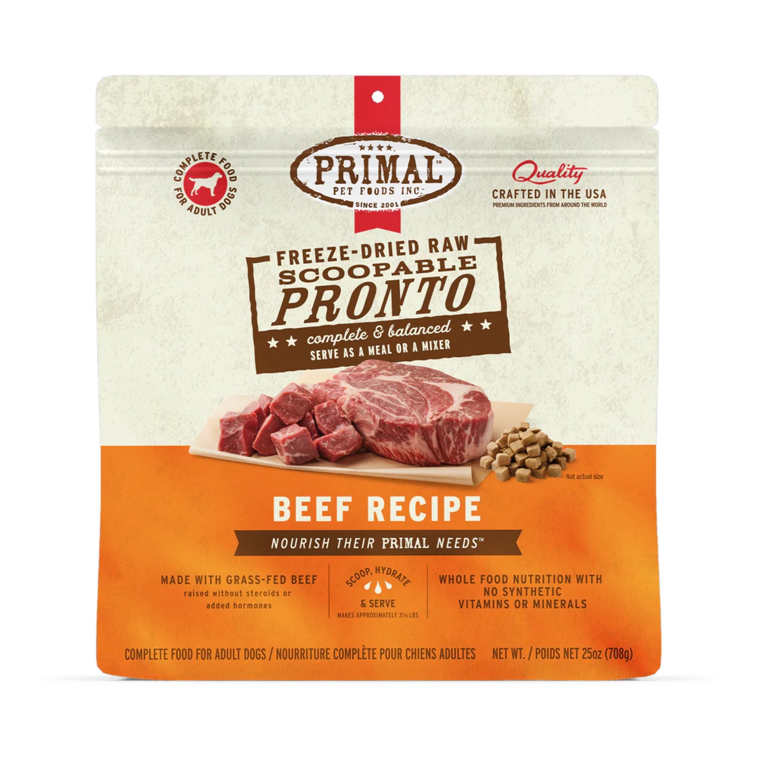 Primal Pronto Freeze-Dried Raw Beef Recipe Freeze-Dried Dog Food, 25-Oz