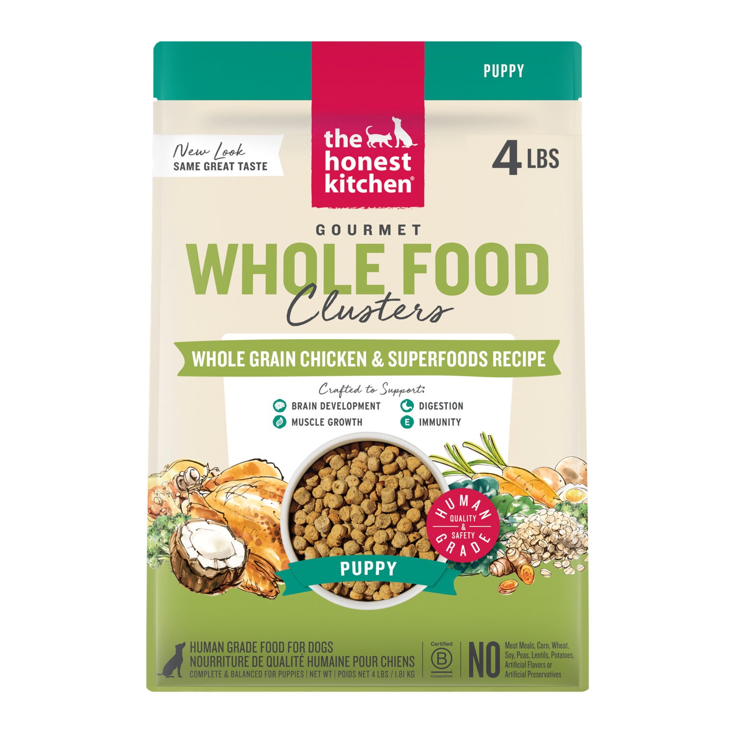 The Honest Kitchen Gourmet Whole Food Clusters Whole Grain Chicken & Superfoods Recipe Puppy Dry Dog Food, 20-Lb