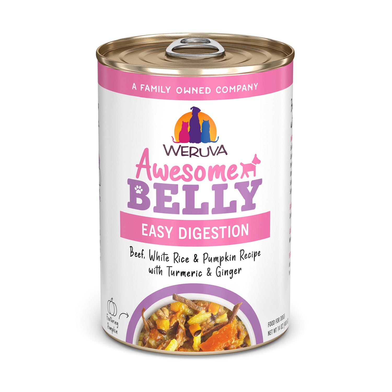 Weruva Awesome Belly Beef, White Rice, And Pumpkin Recipe Wet Dog Food With Turmeric And Ginger, 6-Oz