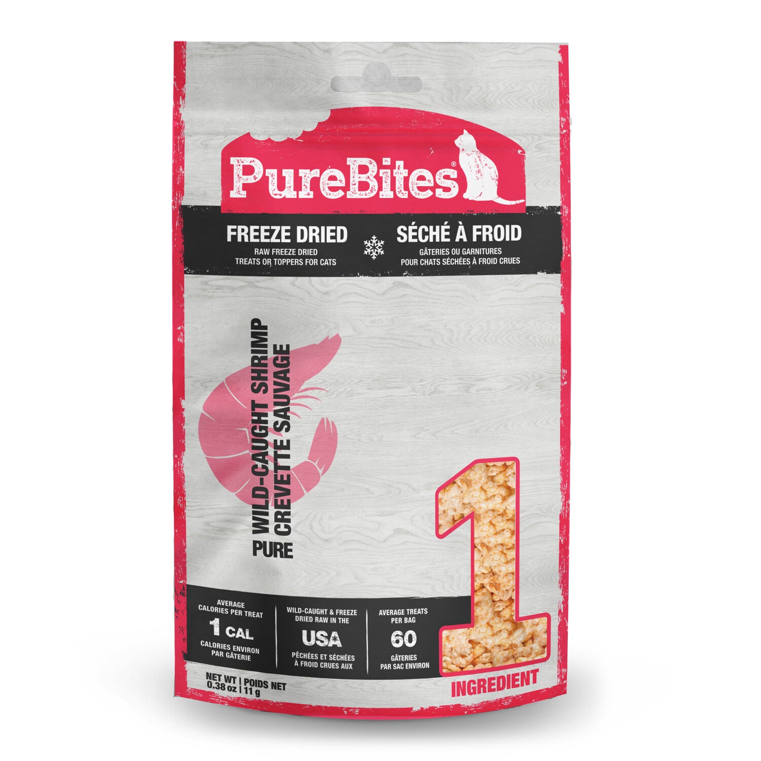 Purebites Shrimp Freeze Dried Cat Treats, 1 Ingredient, Made In Usa, 0.38Oz