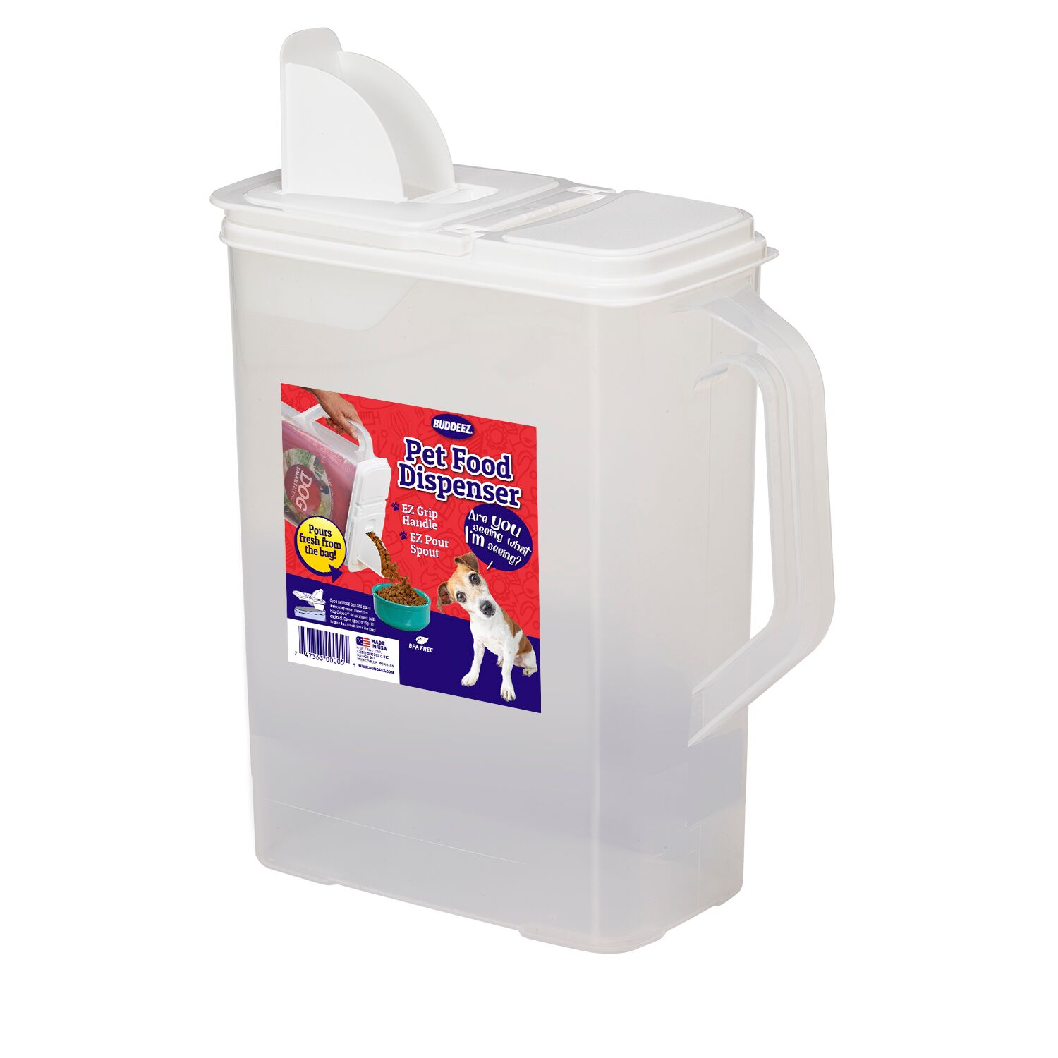 Buddeez Pet Food Storage And Dispensing Container, Clear, Medium