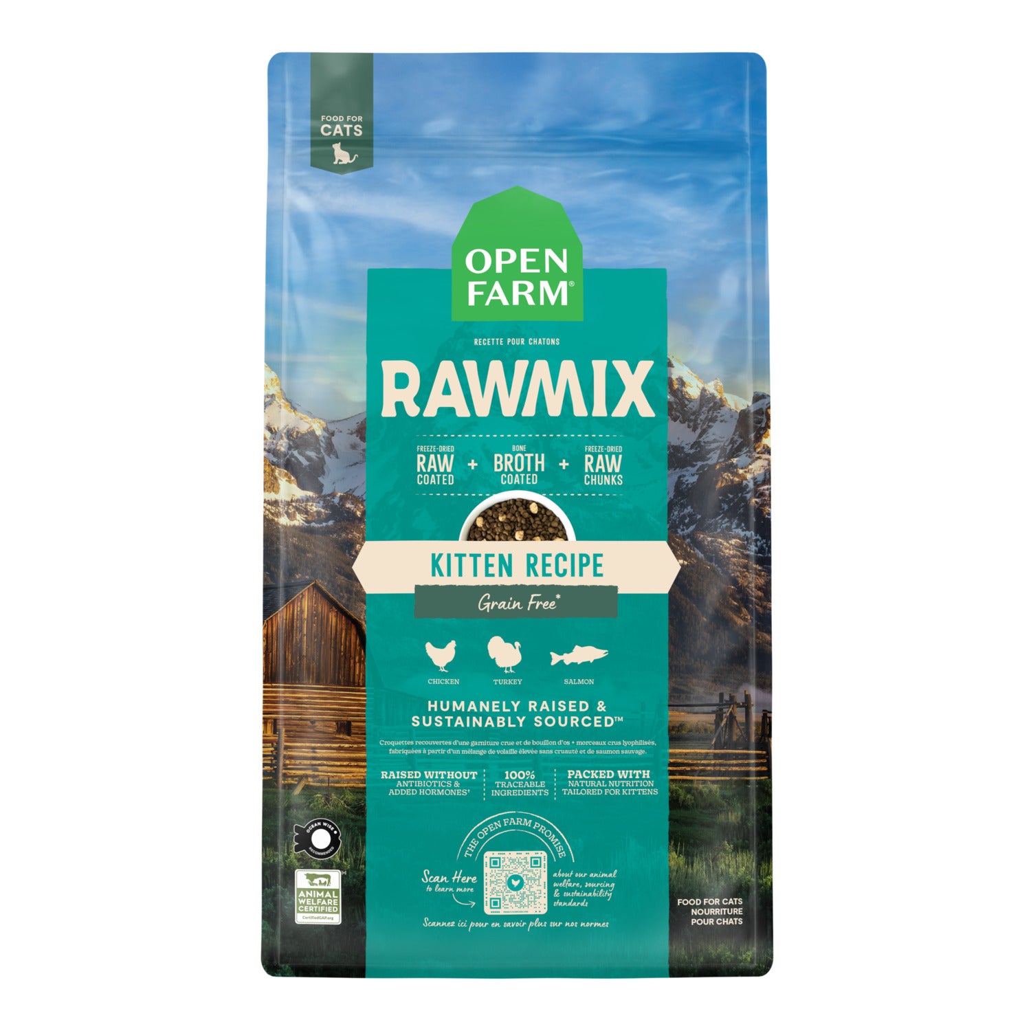 Open Farm Rawmix Kitten Recipe Grain Free Dry Cat Food With Freeze-Dried Raw Morsels, 2.25-Lb Bag
