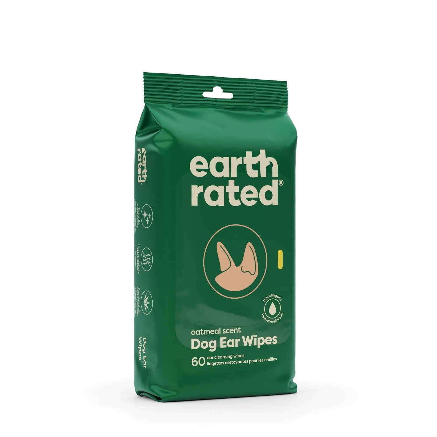 Earth Rated Hypoallergenic Dog Ear Wipes, Oatmeal Scent