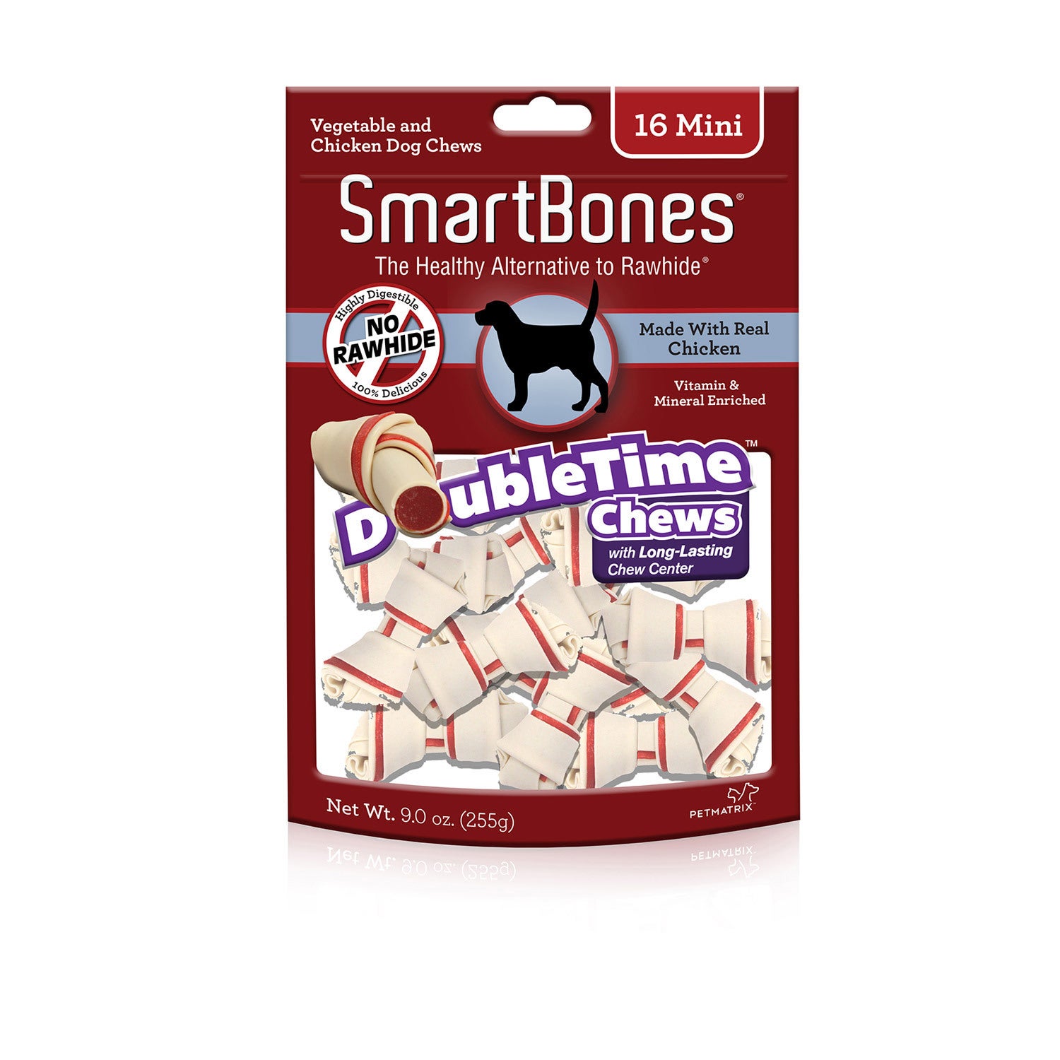 Smartbones Double Time Mini Chicken Rawhide Alternative Chews Dog Treats, 16 Count