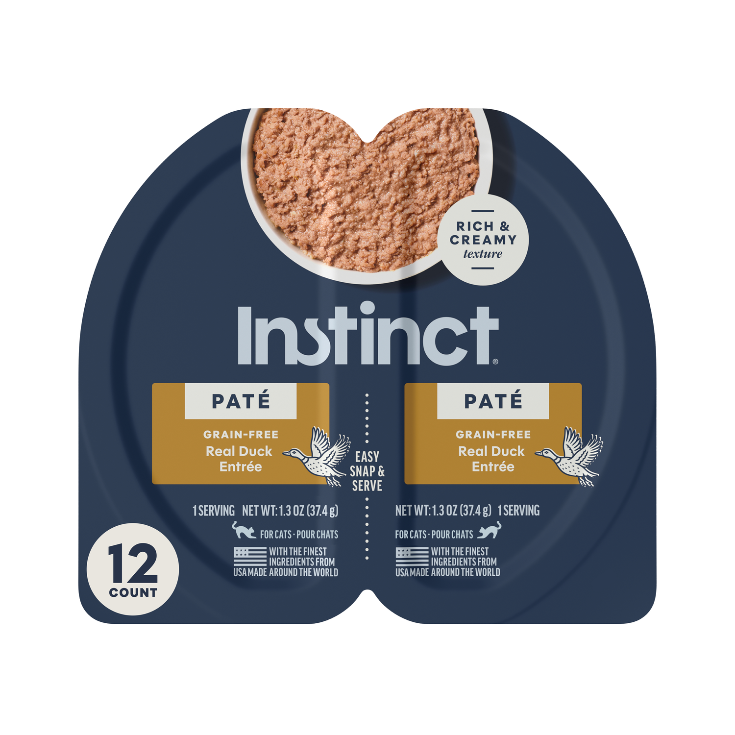 Instinct Pate Grain-Free Wet Cat Food, Duck Entrée, 2.64-Oz Split Cup