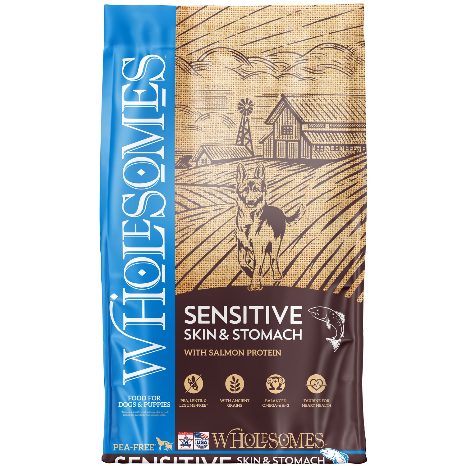 Wholesomes Sensitive Skin And Stomach Dry Dog Food, Salmon - 30Lb