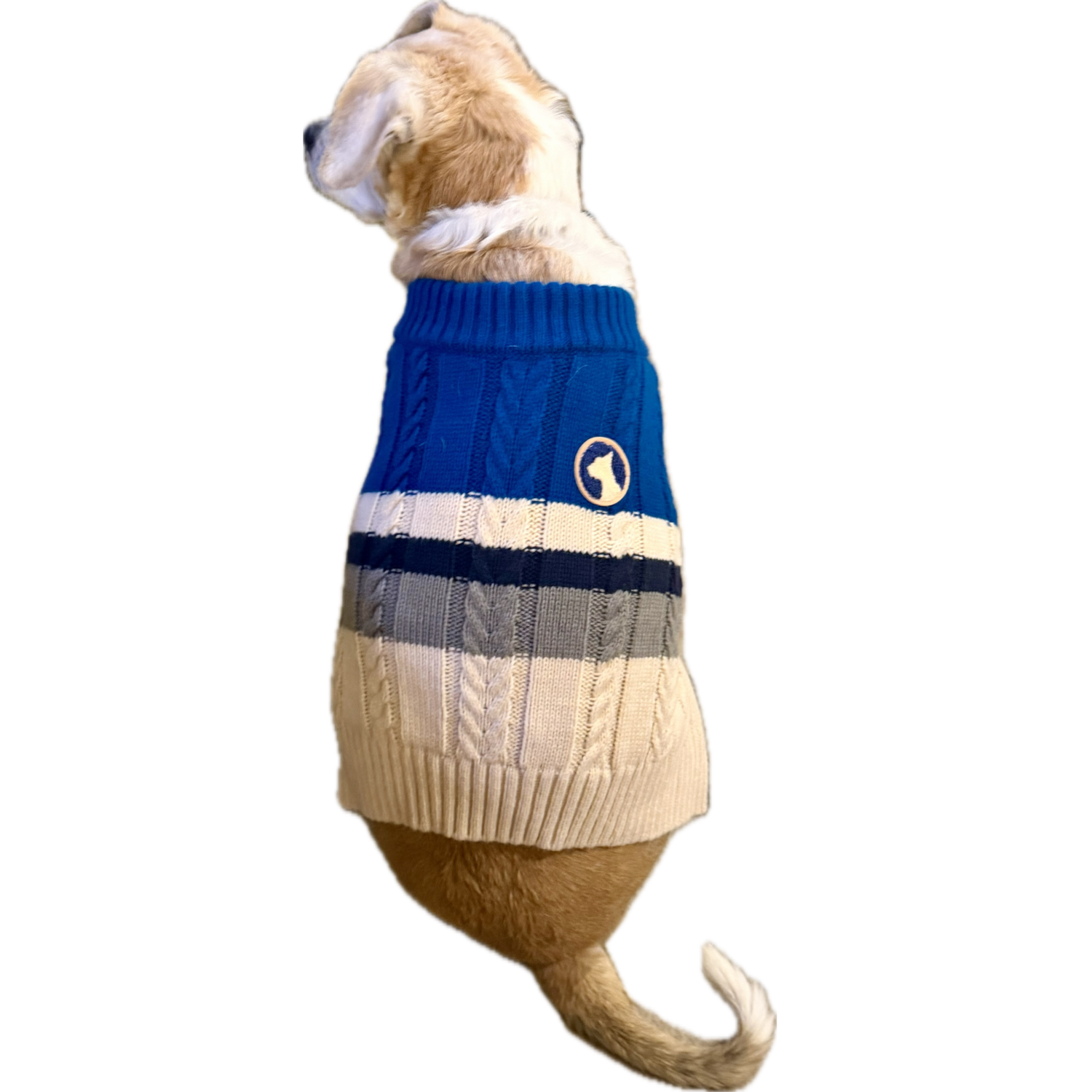 Aristopet Blue Striped Cable Knit Preppy Dog Sweater, Blue, Extra Small