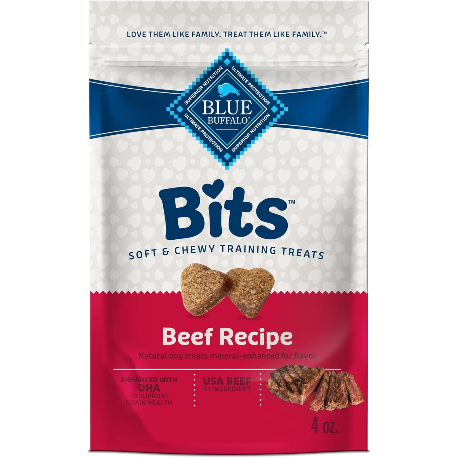 Blue Buffalo Blue Bits Tender Beef Recipe Dog Treat, 4-Oz