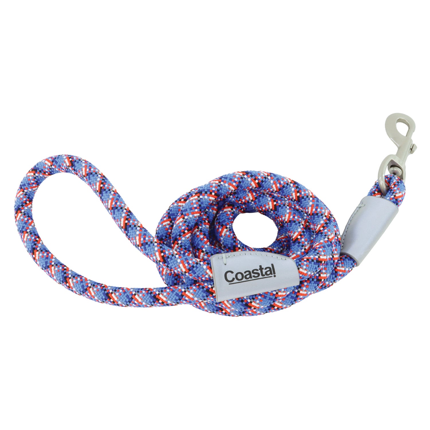 Coastal Pro® Active Woven Reflective Rope Dog Leash, Cobalt Crossed Blue, 6'