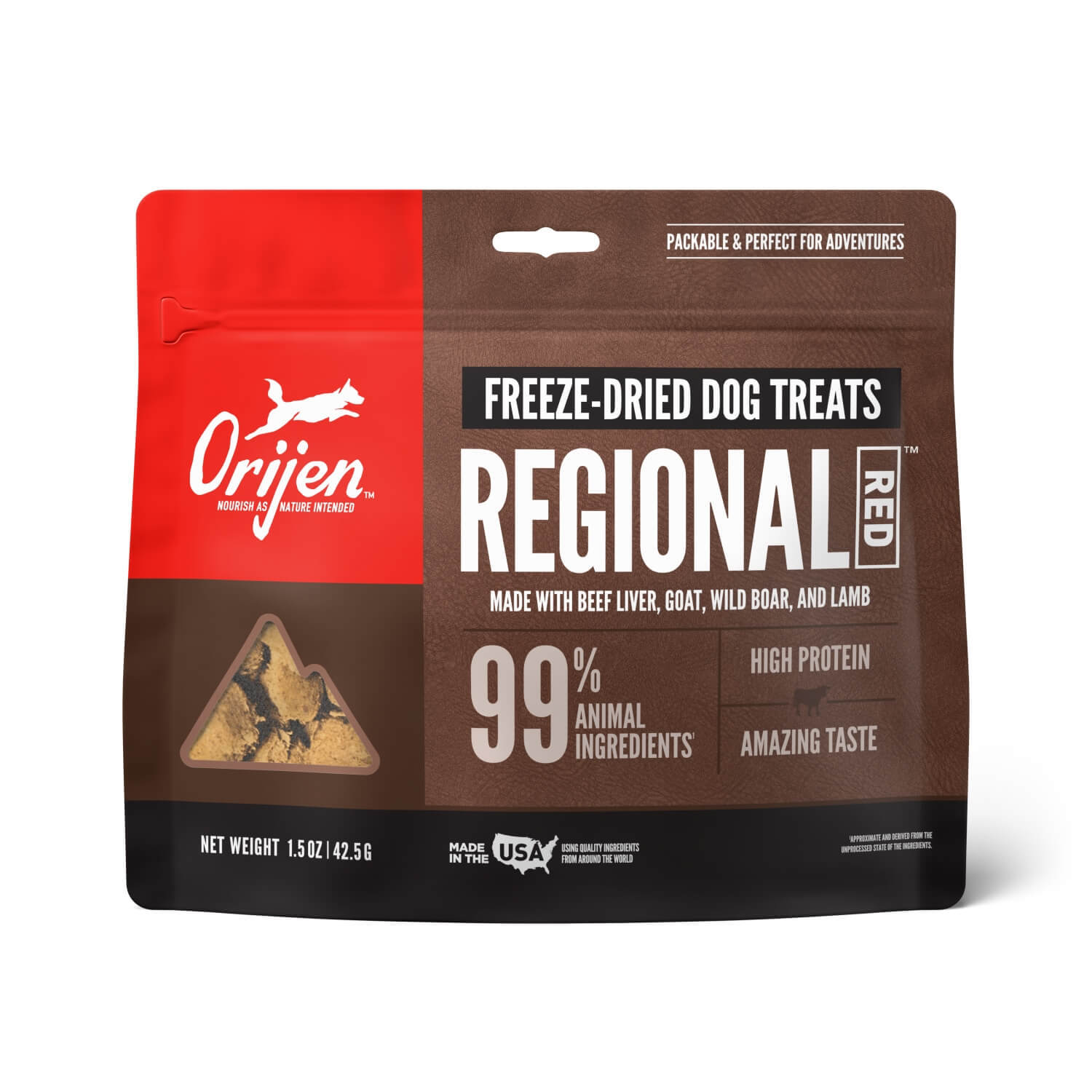 Orijen Freeze Dried Dog Treats, Grain Free, High Protein, Regional Red, 1.5Oz