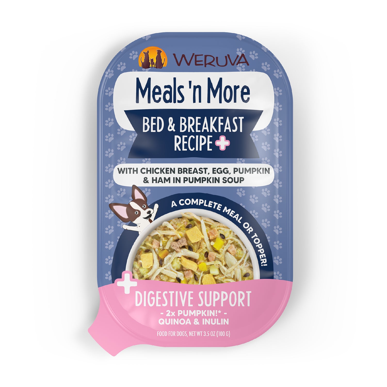 Weruva Meals 'N More Bed & Breakfast Plus Digestive Support Wet Dog Food & Food Topper, 3.5-Oz Pack Of 12