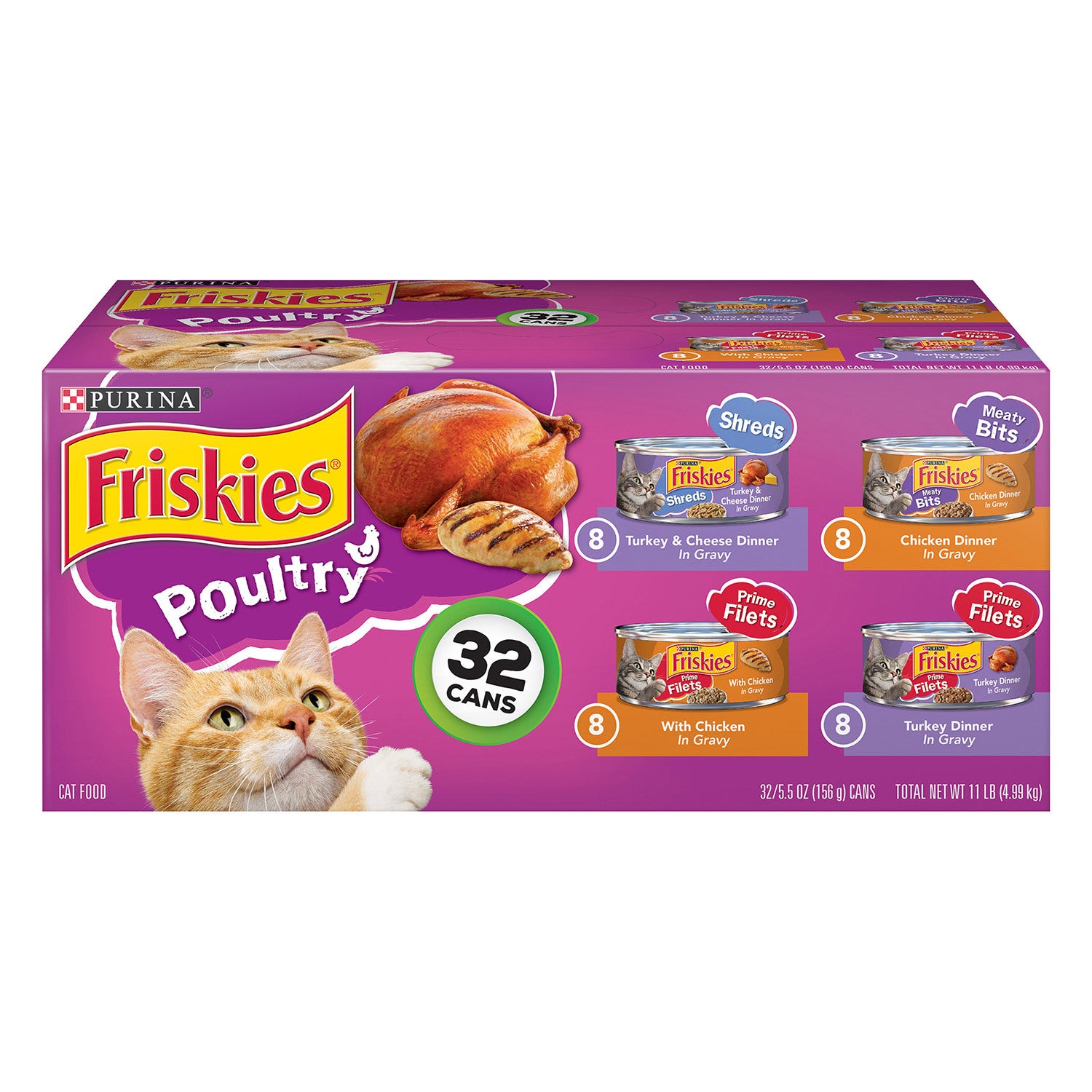 Friskies Poultry Wet Cat Food Variety Pack With 32 5.5 Oz Cans