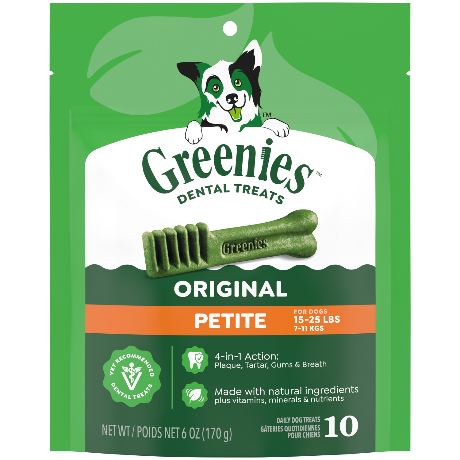 Greenies Petite Natural Original Chicken Flavor Dental Dog Treats, 10 Count