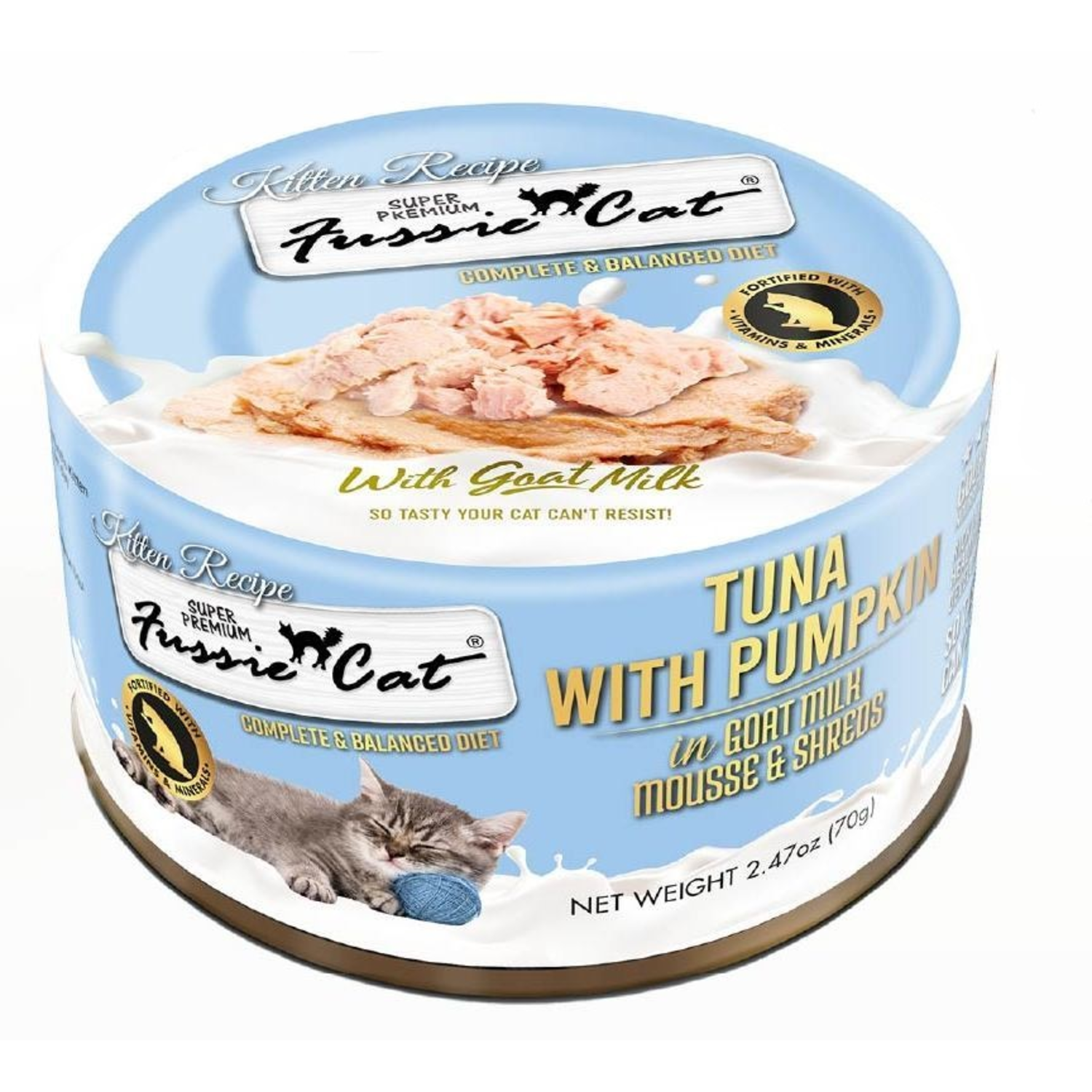 Fussie Cat Super Premium Tuna With Pumpkin In Goat Milk Mouse & Shreds Wet Cat Food For Kittens, 2.47-Oz - 12 Pack
