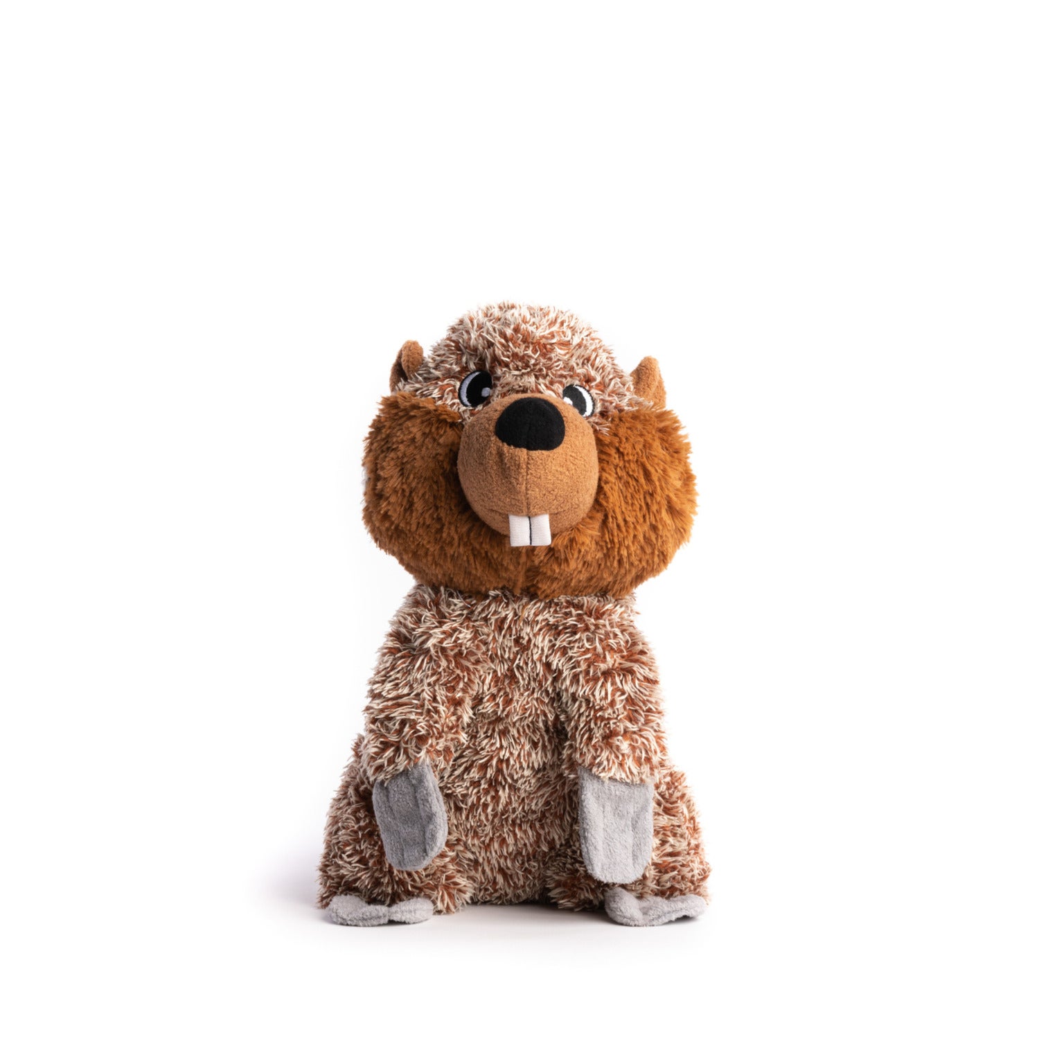 Fabdog Fluffy Beaver Plush Crinkly Dog Toy, Medium