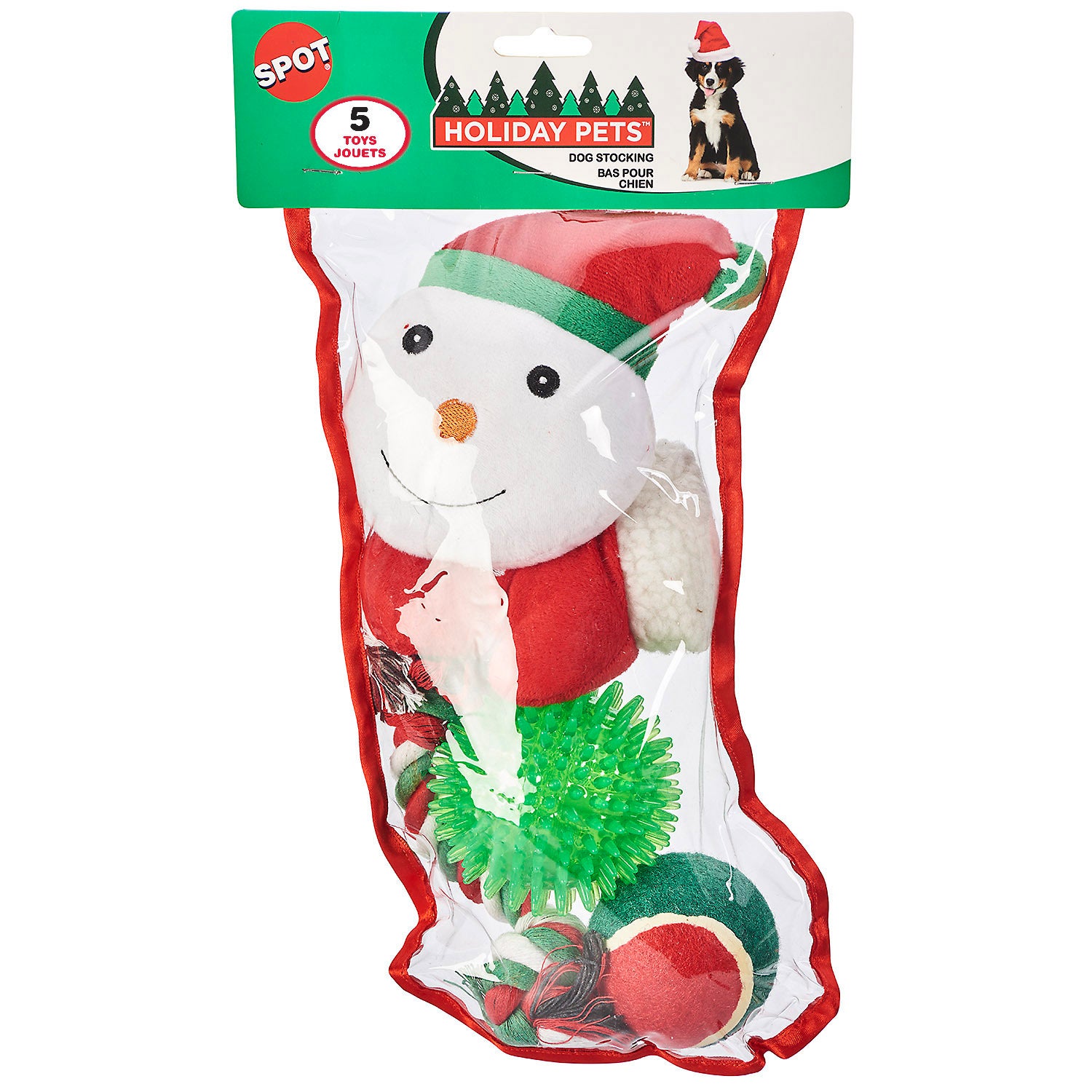 Spot Holiday Dog Stocking, Large, 5 Pack Dog Toys