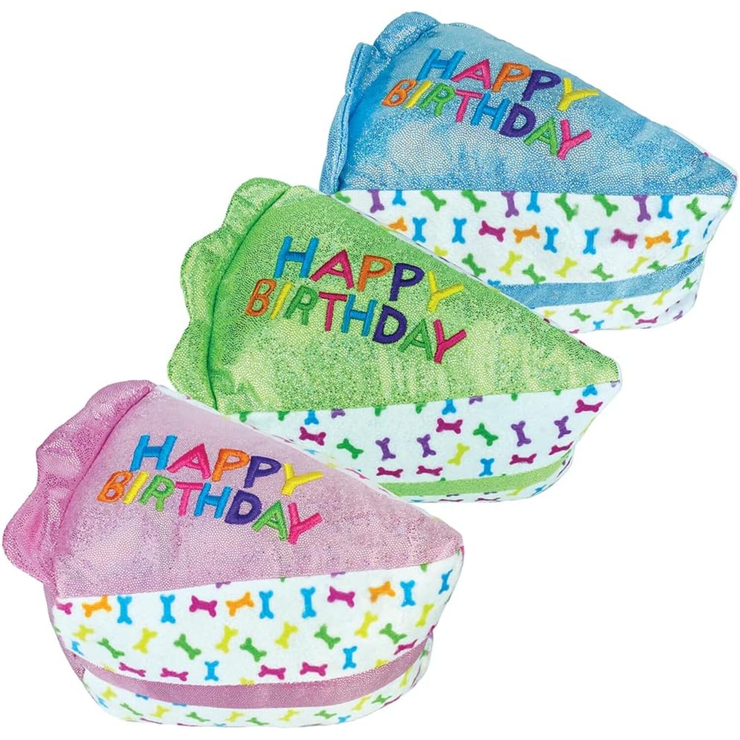 Multipet Birthday Cake Slice Plush Dog Toy, 6 - Assorted Colors