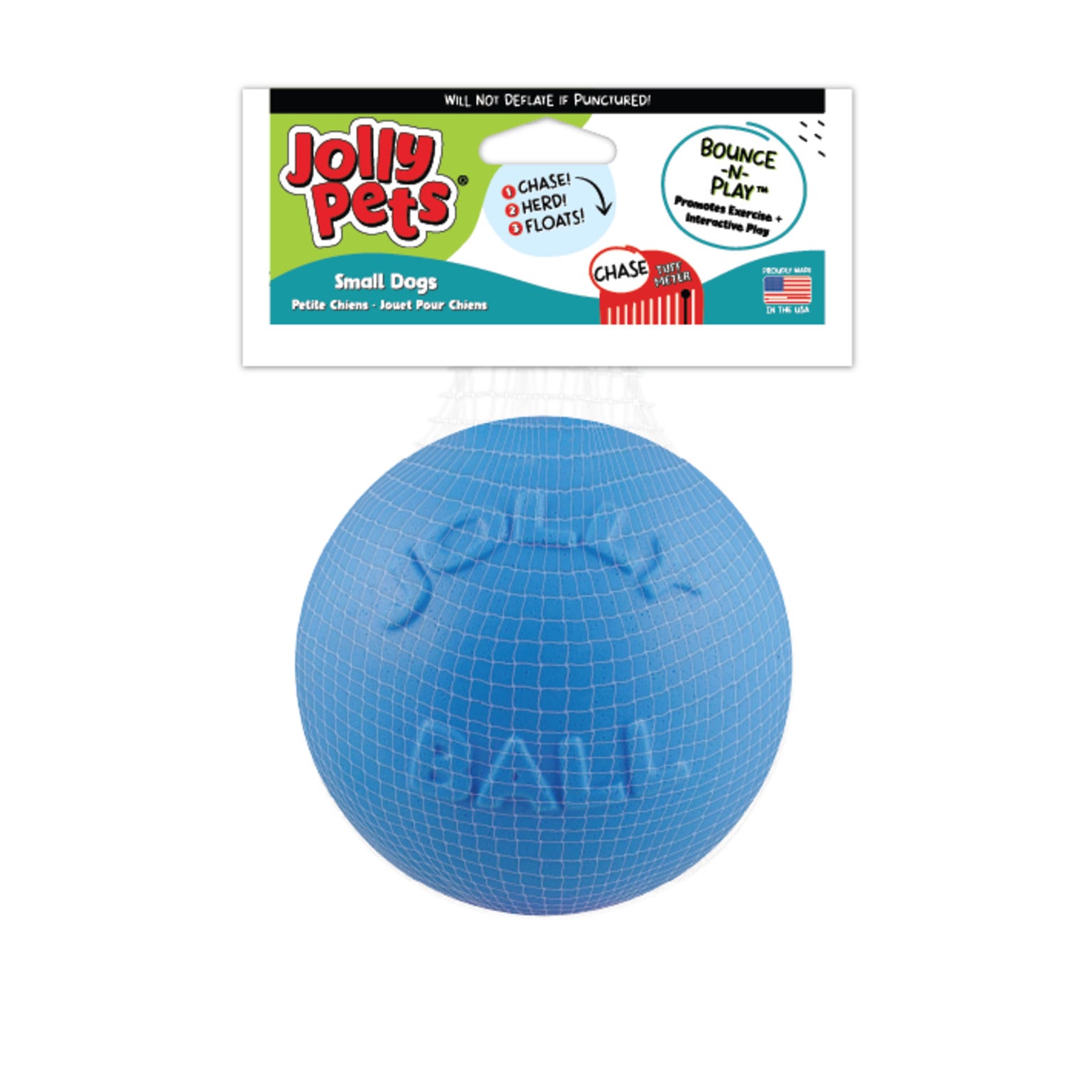 Jolly Pets Bounce-N-Play Blueberry Scented Durable Ball Dog Toy, Small, 4.5