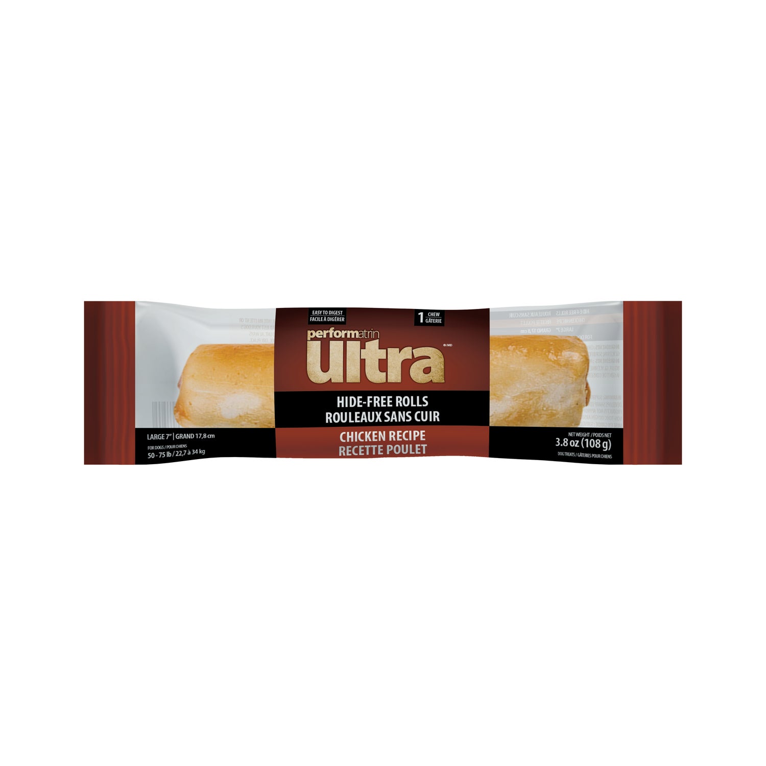 Performatrin Ultra Hide-Free Chicken Recipe Rolls Dog Treat, 7 Single Roll