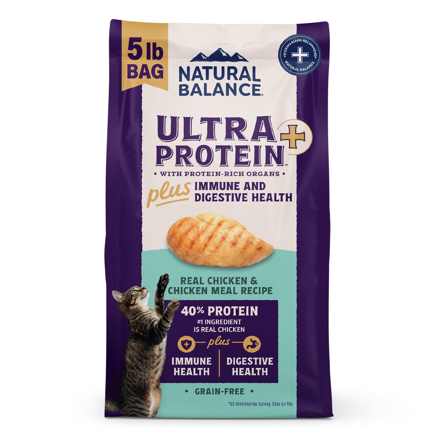 Natural Balance Ultra Protein Plus Dry Cat Food, Immune And Digestive Health Real Chicken & Chicken Meal, 2.5 Lbs.