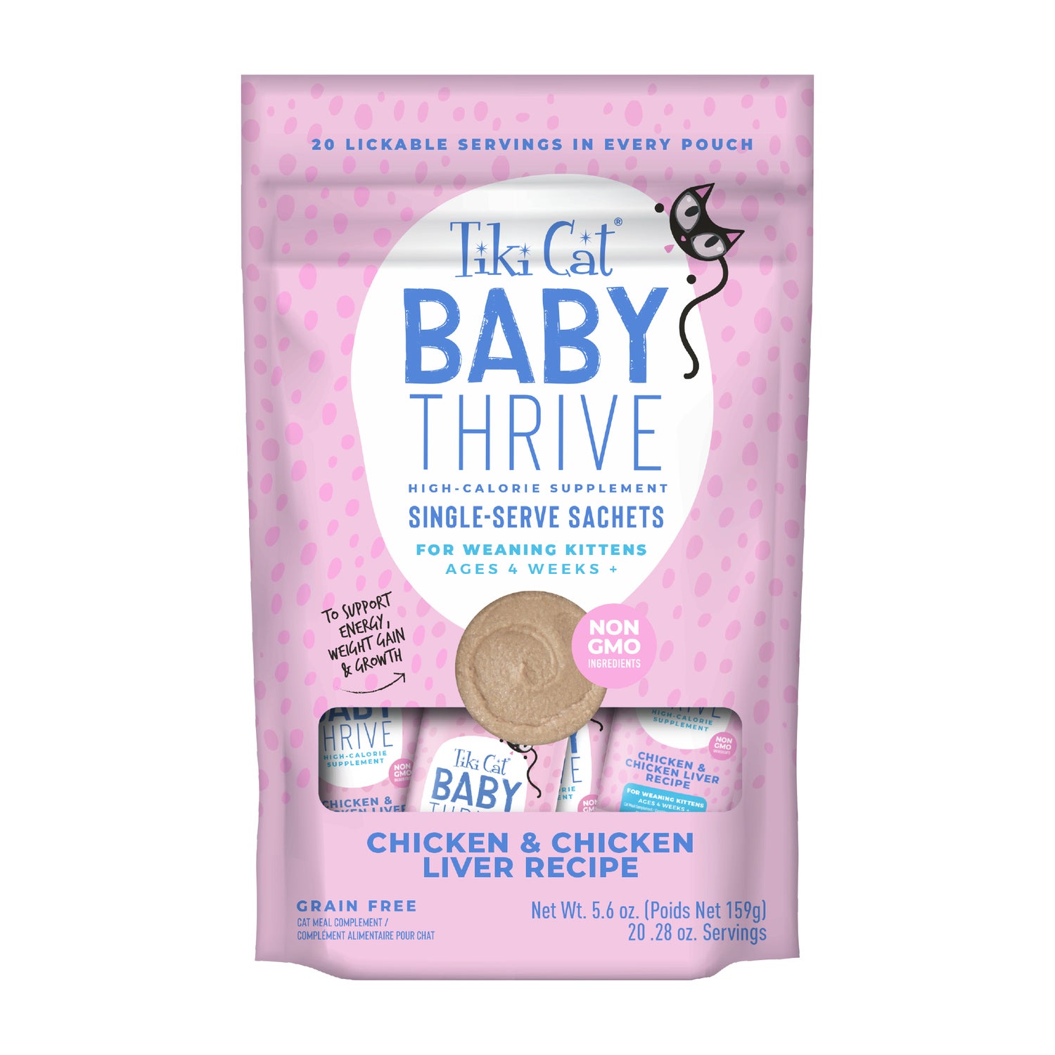Tiki Cat Baby Thrive Wet Cat Food For Kittens, Chicken & Chicken Liver, 5.6-Oz