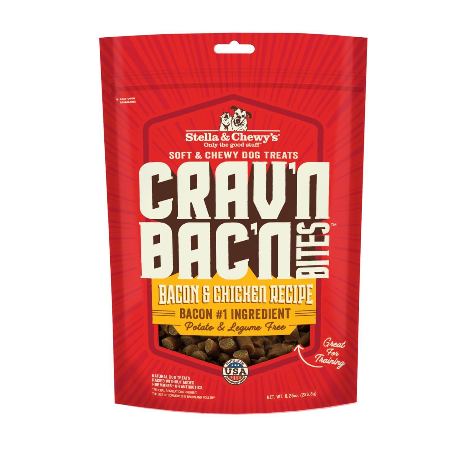 Stella & Chewy's Crav'n Bac'n Bites Bacon & Chicken Recipe Dog Treats, 8.25-Oz Bag