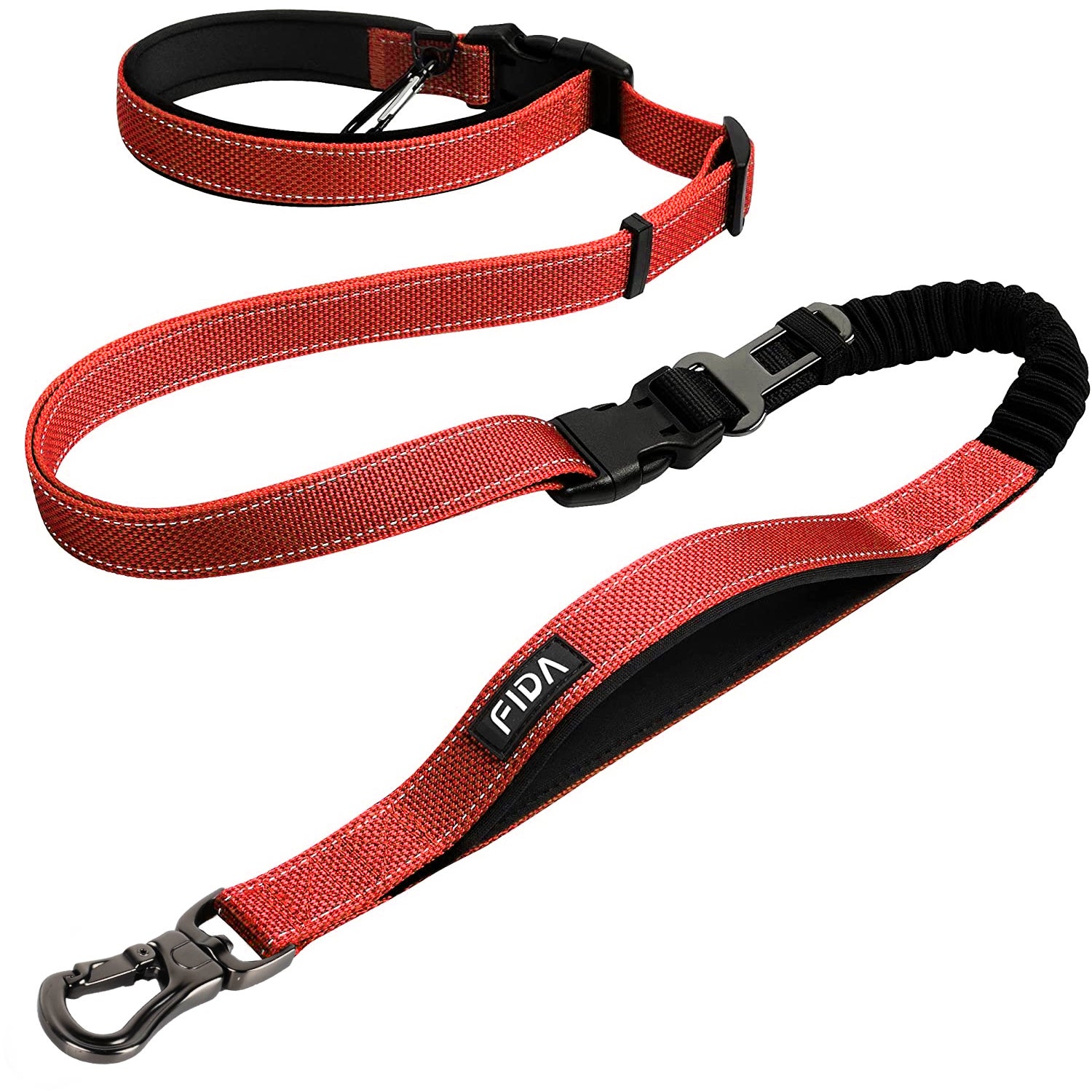 Fida Pet 6 In 1 Multi-Functional Dog Leash, Red