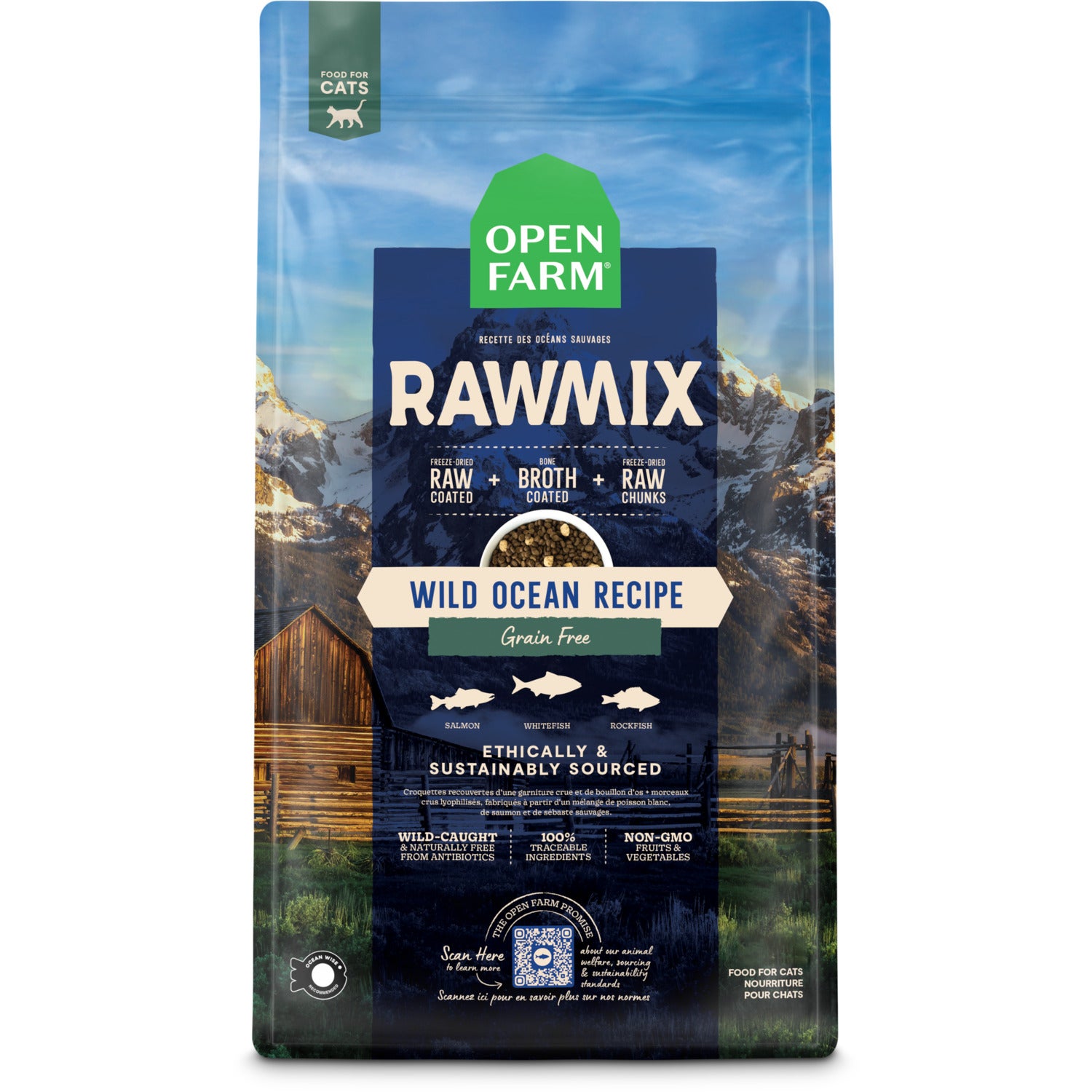 Open Farm Rawmix Wild Ocean Grain Free Dry Cat Food With Freeze-Dried Raw Morsels, 2.25Lb