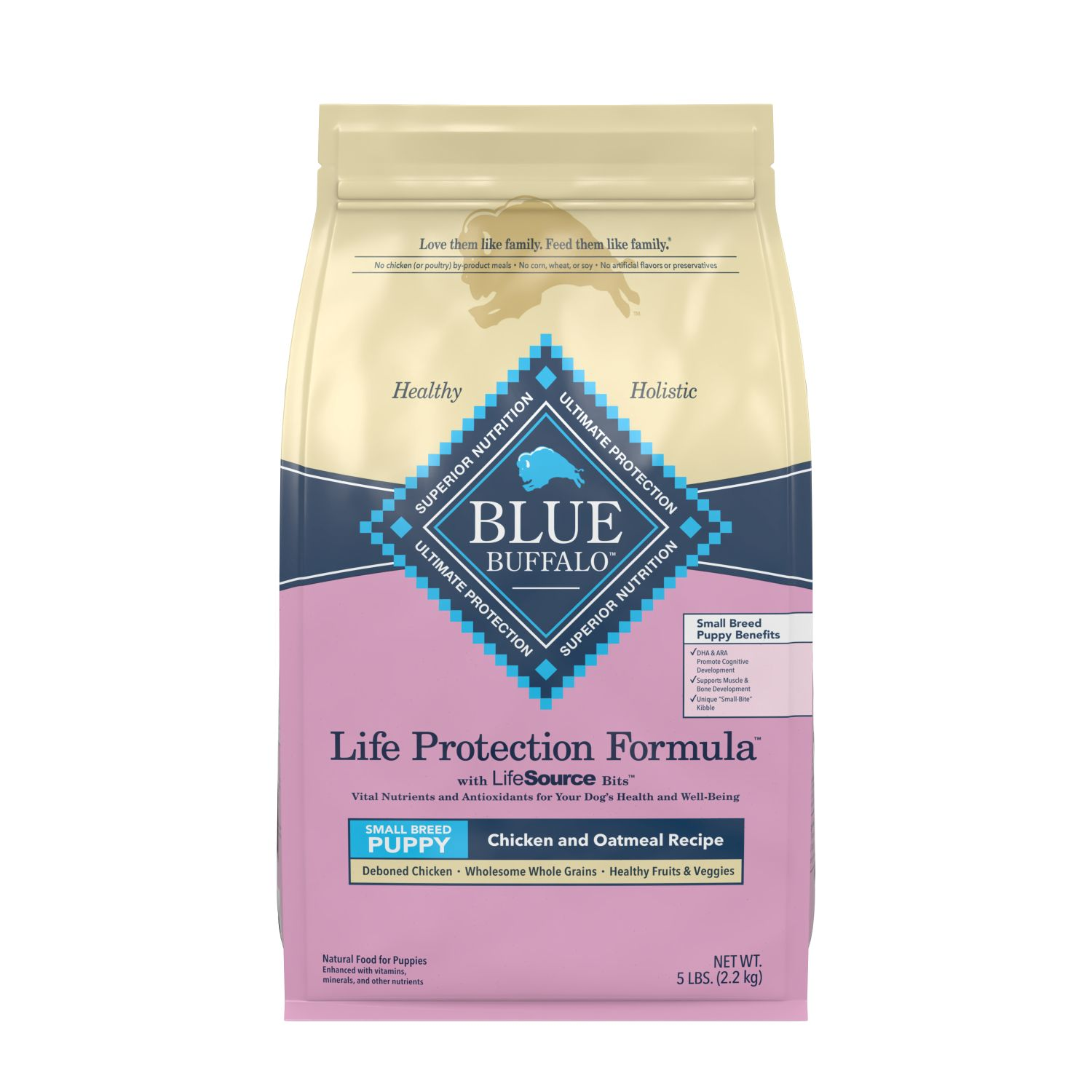 Blue Buffalo Life Protection Formula Small Breed Chicken & Oatmeal Recipe Puppy Dog Food, 5-Lb