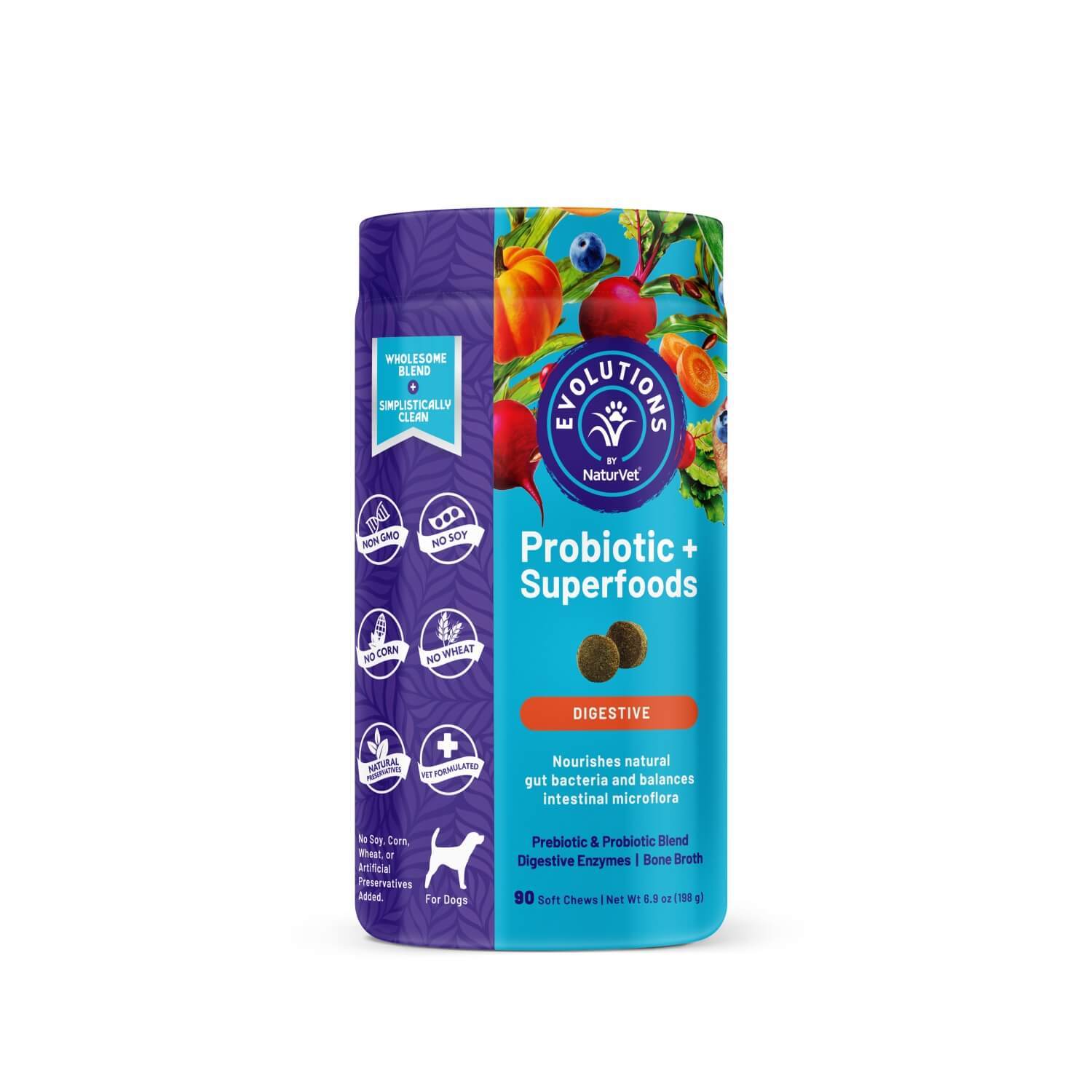 Naturvet Evolutions Probiotic + Superfoods Soft Chew Supplements For Dogs