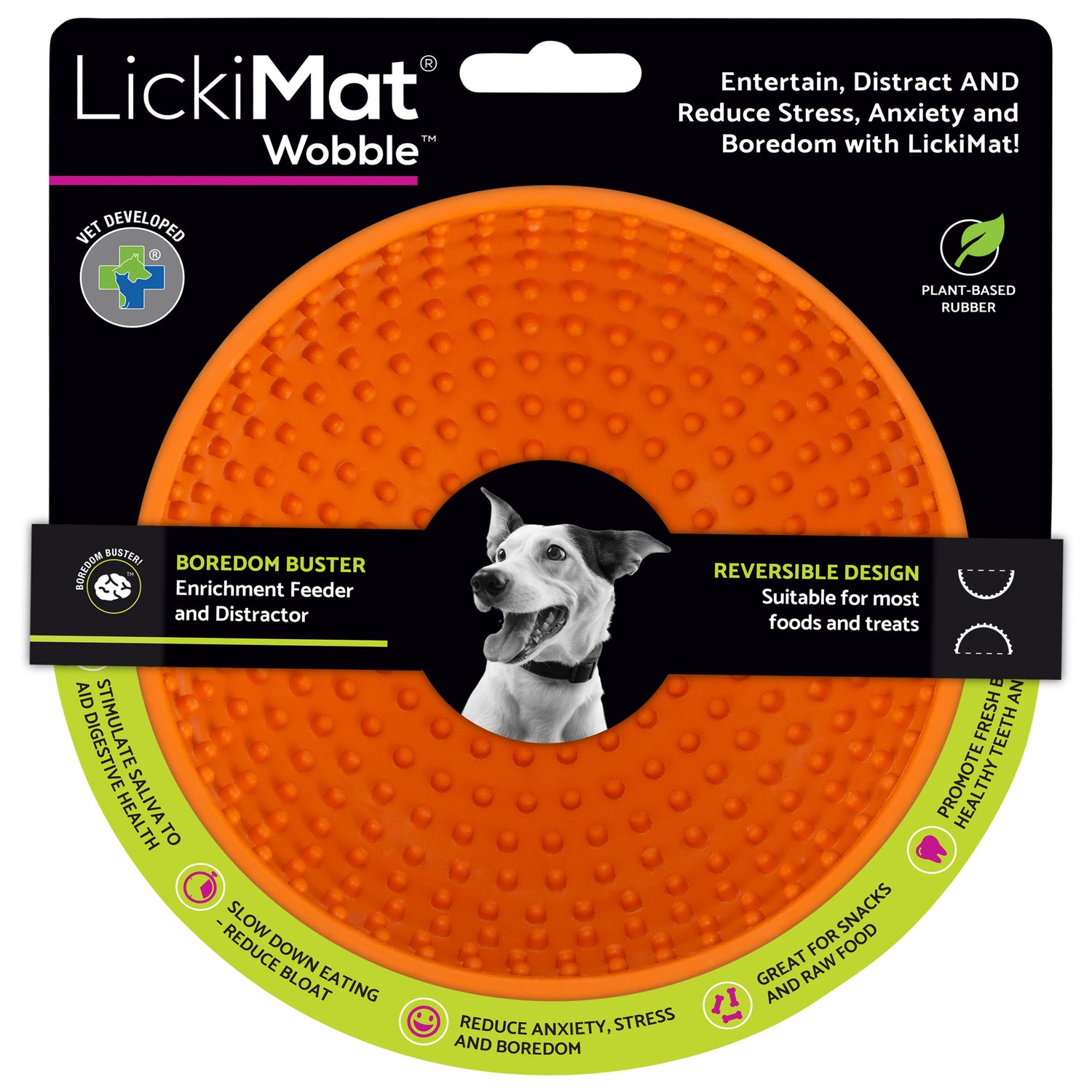 Lickimat Wobble Lickmat & Slow Feeder Textured Dog Bowl - Orange