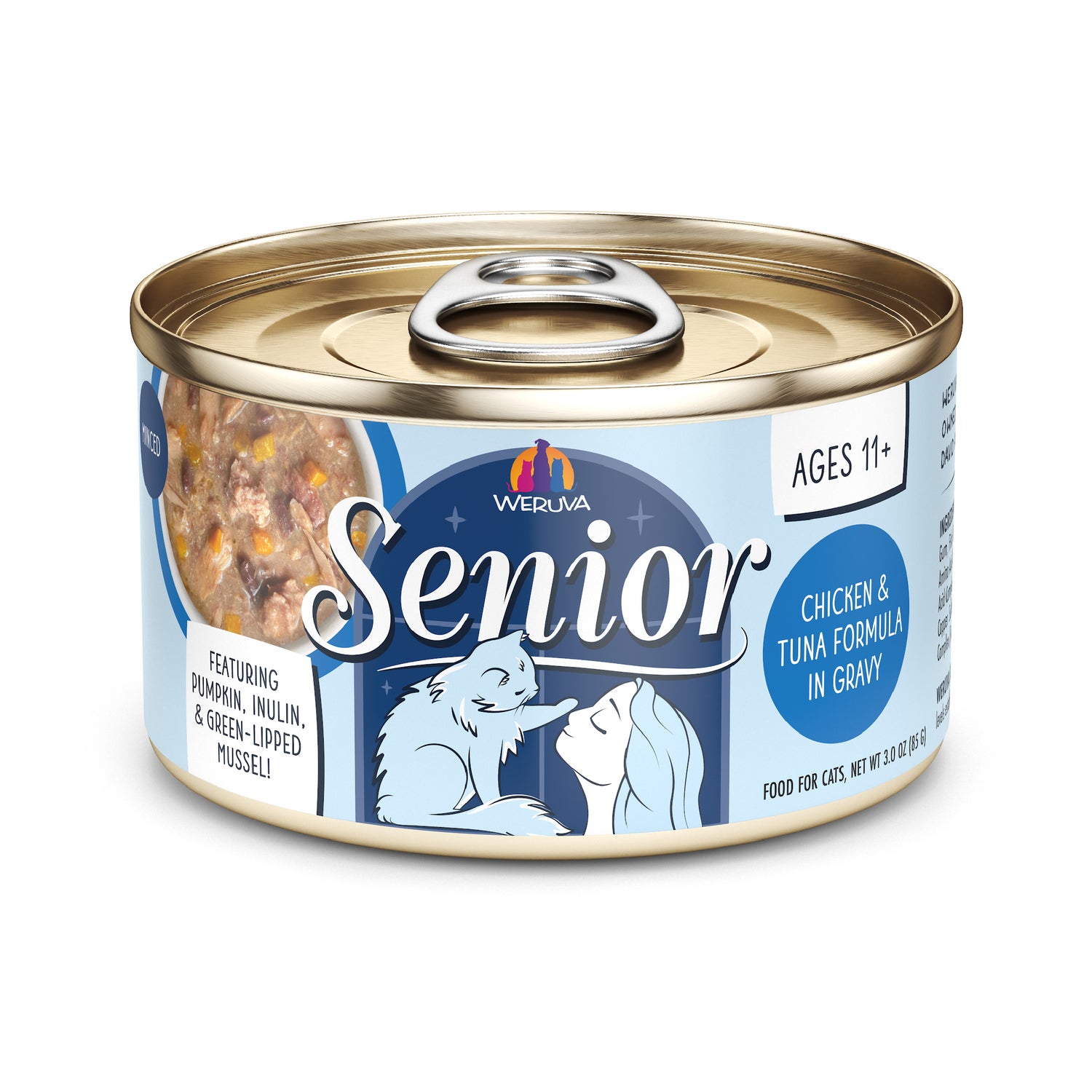 Weruva Cat Senior Chicken & Tuna Formula In Gravy Wet Cat Food, 3-Oz Can Pack Of 12