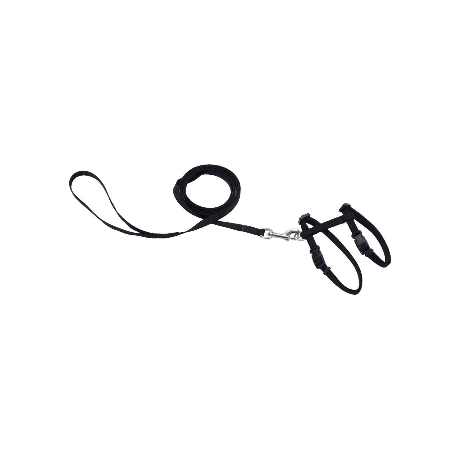 Coastal® Figure H Adjustable Cat Harness With 6' Leash, Black, Small - 3/8” X 11”-18”