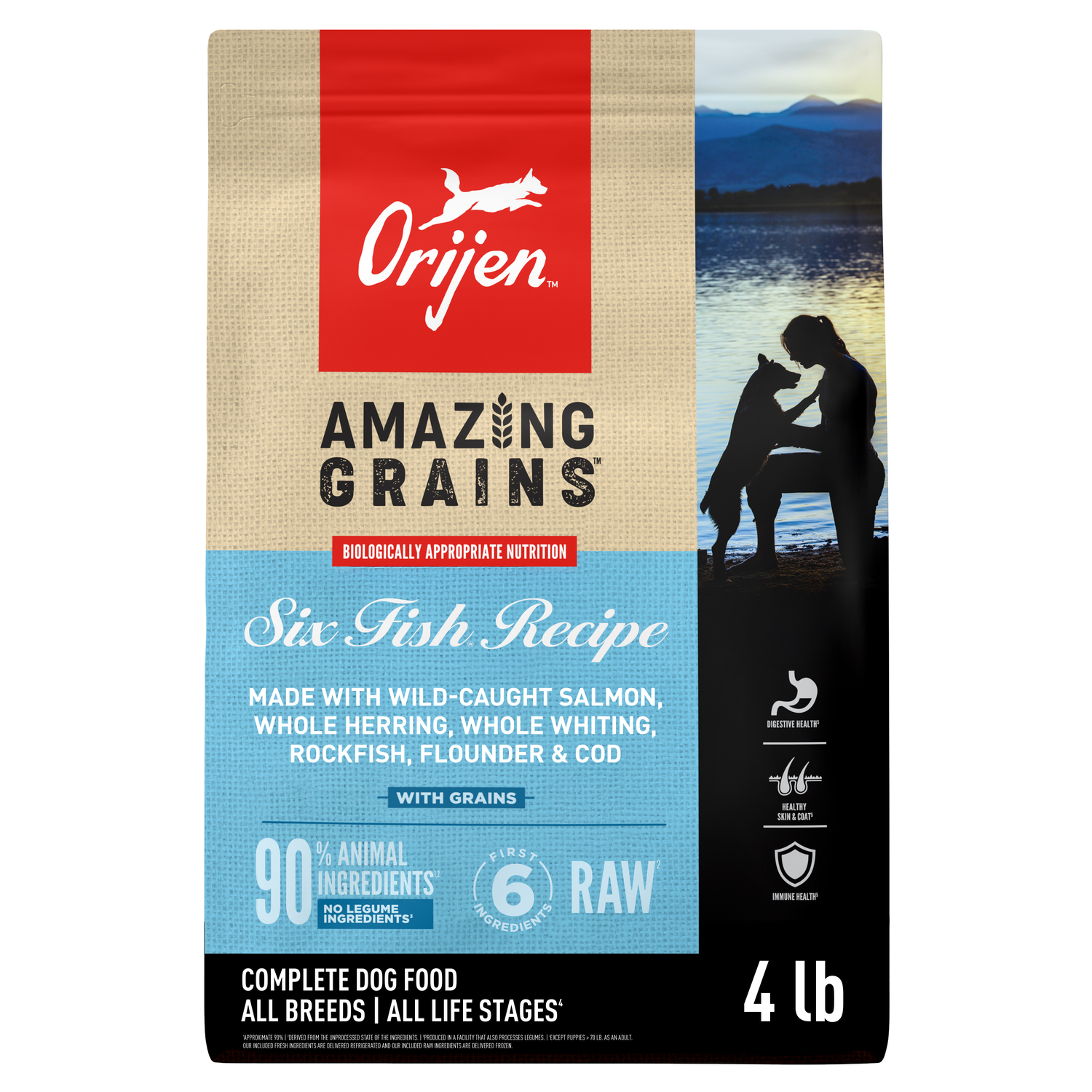 Orijen Amazing Grains Six Fish Recipe High-Protein Dry Dog Food, 4-Lb Bag