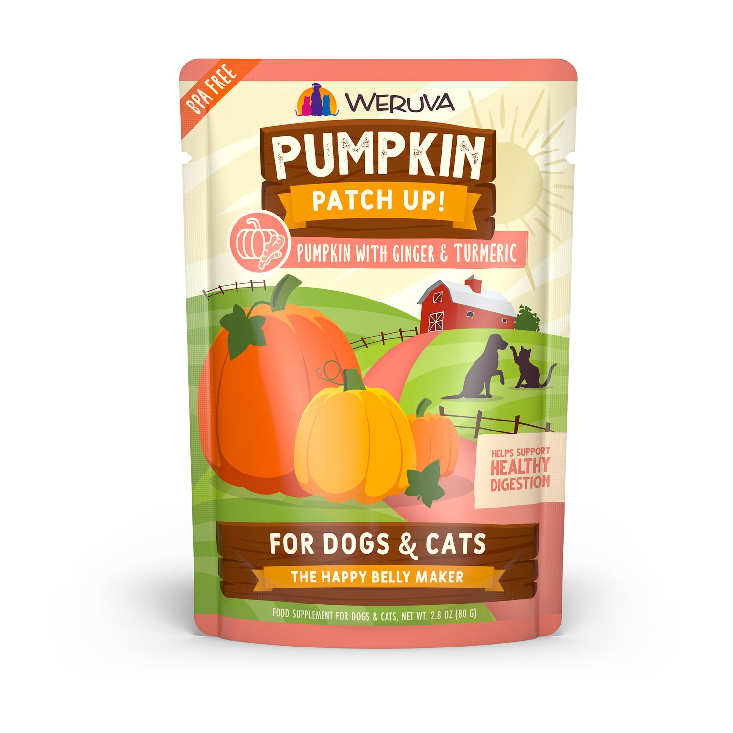 Weruva Pumpkin Patch Up Pumpkin With Ginger & Turmeric Wet Dog & Cat Food Topper, 2.8-Oz Pack Of 12